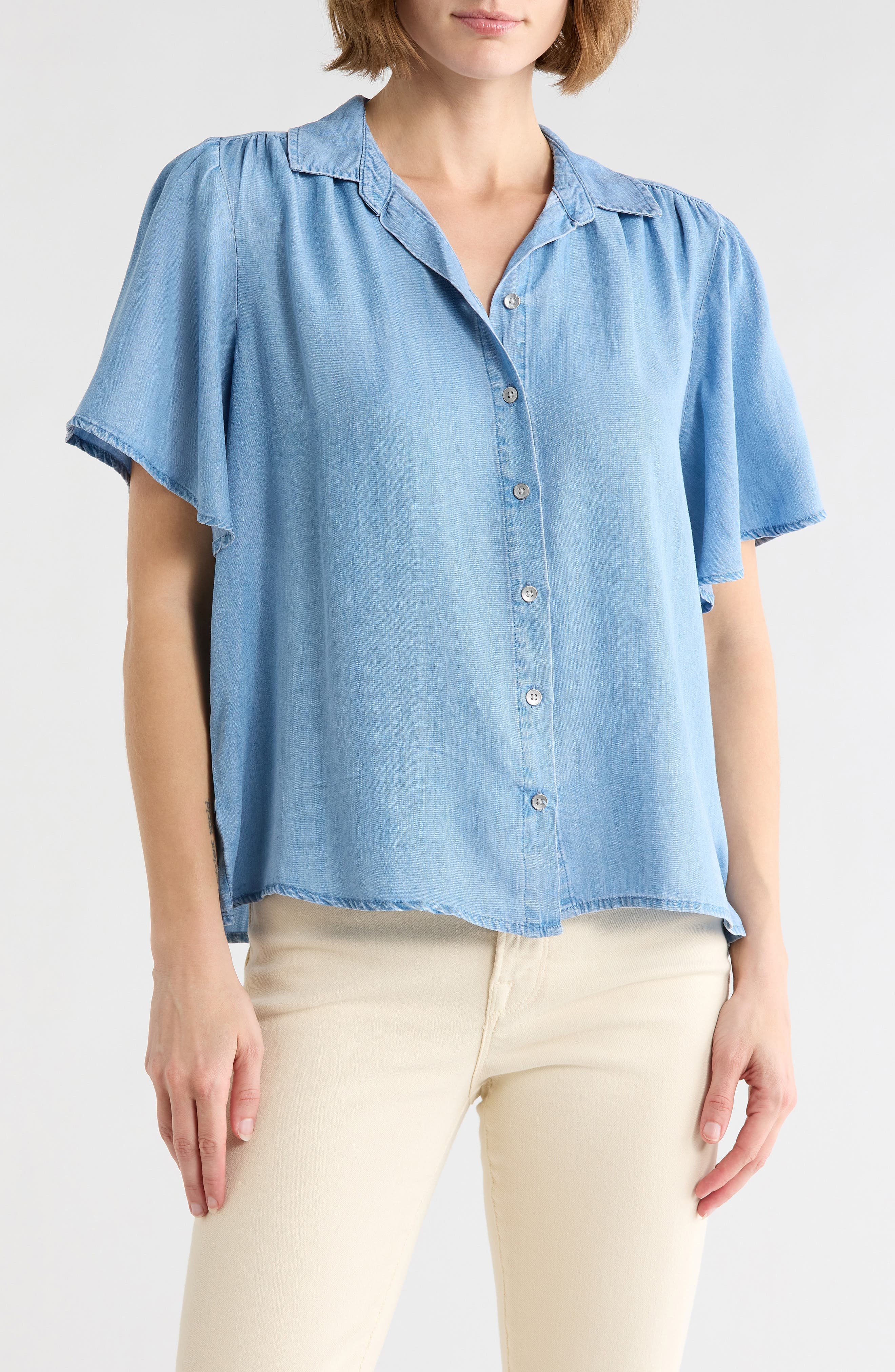 Greyson Short Sleeve Denim Button-Up Shirt - image 1