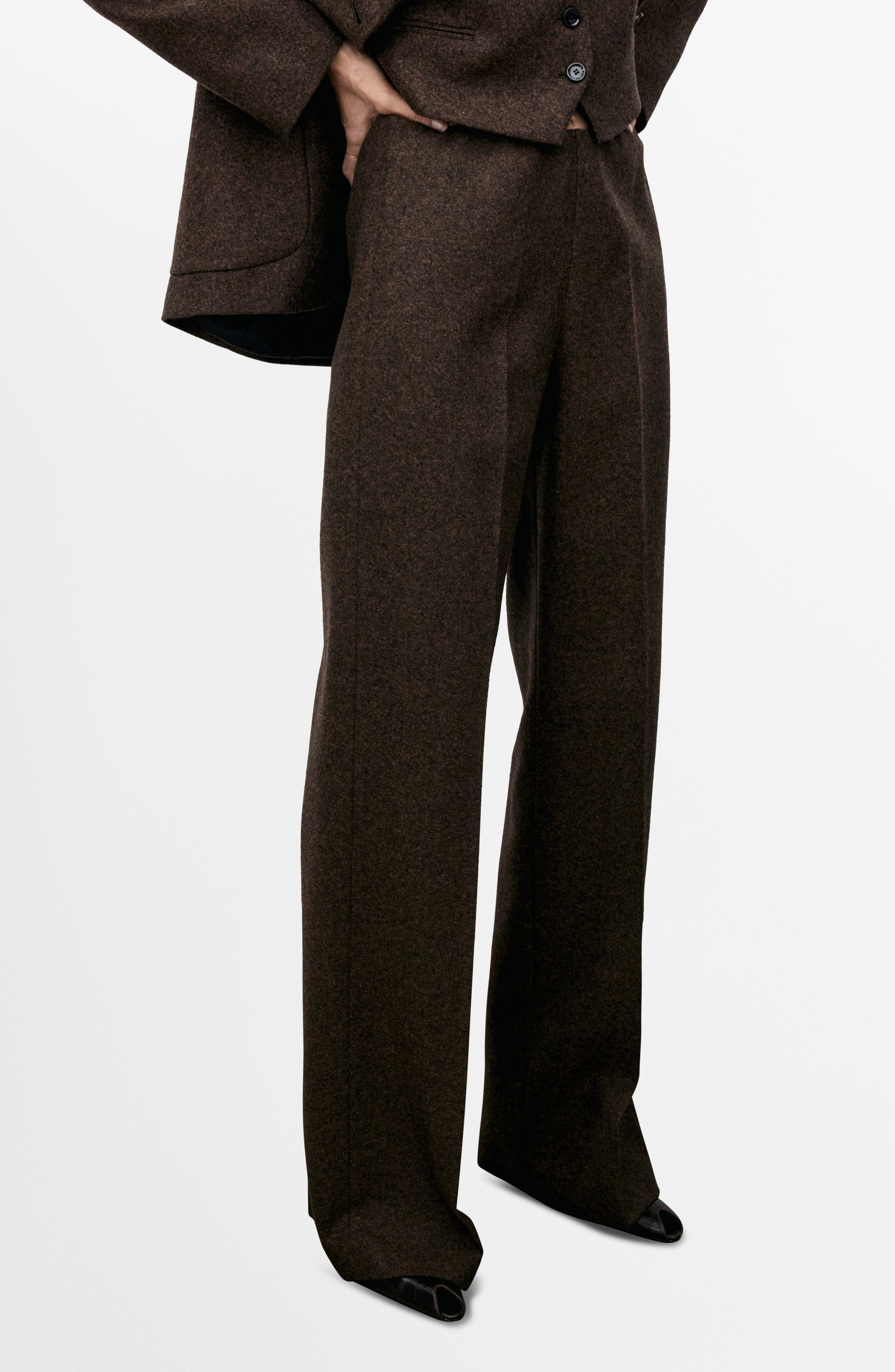 Straight Leg Wool Blend Pants - image 1