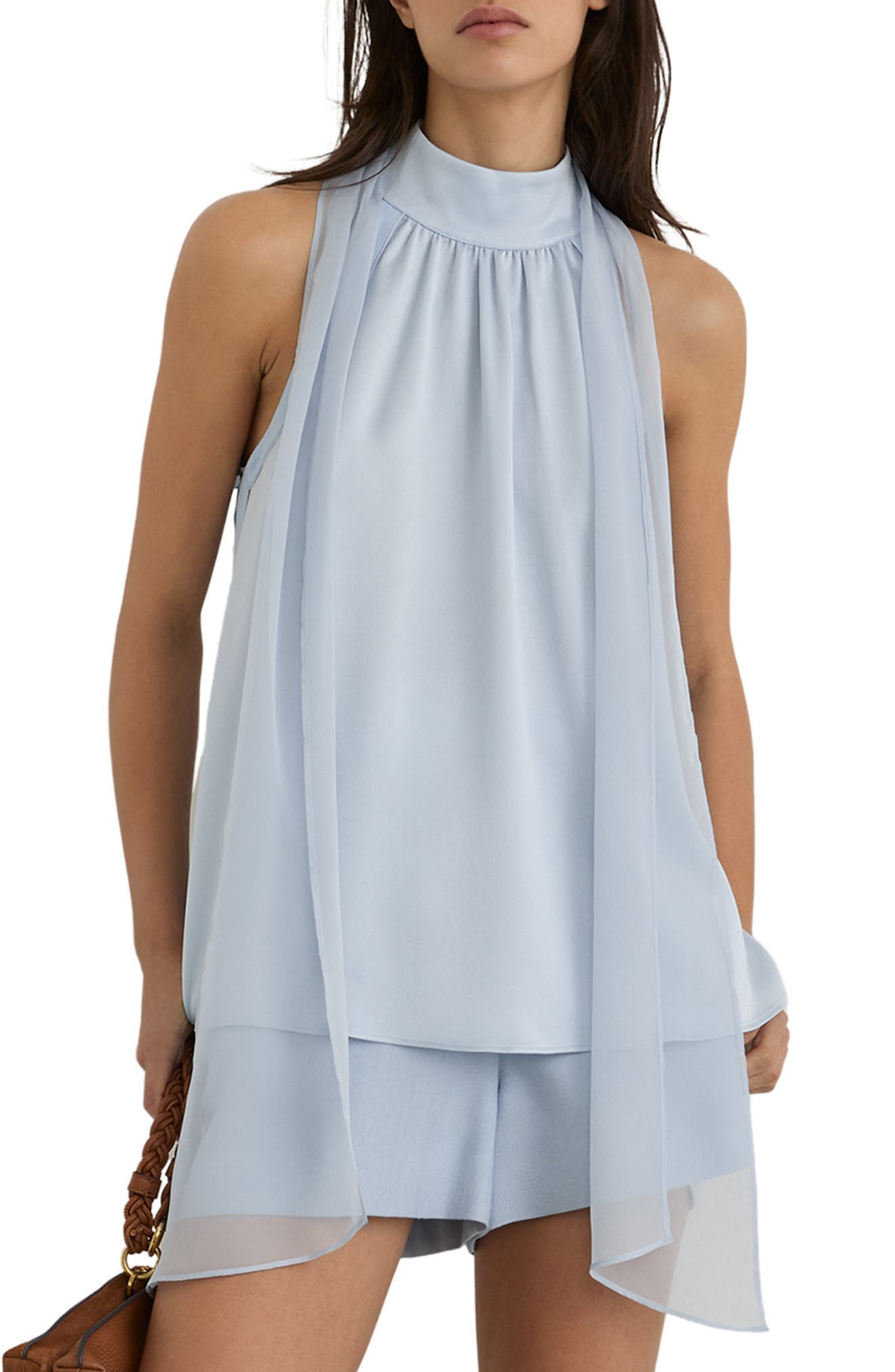 Andrea Sleeveless Satin Scarf-Neck Top - image 1