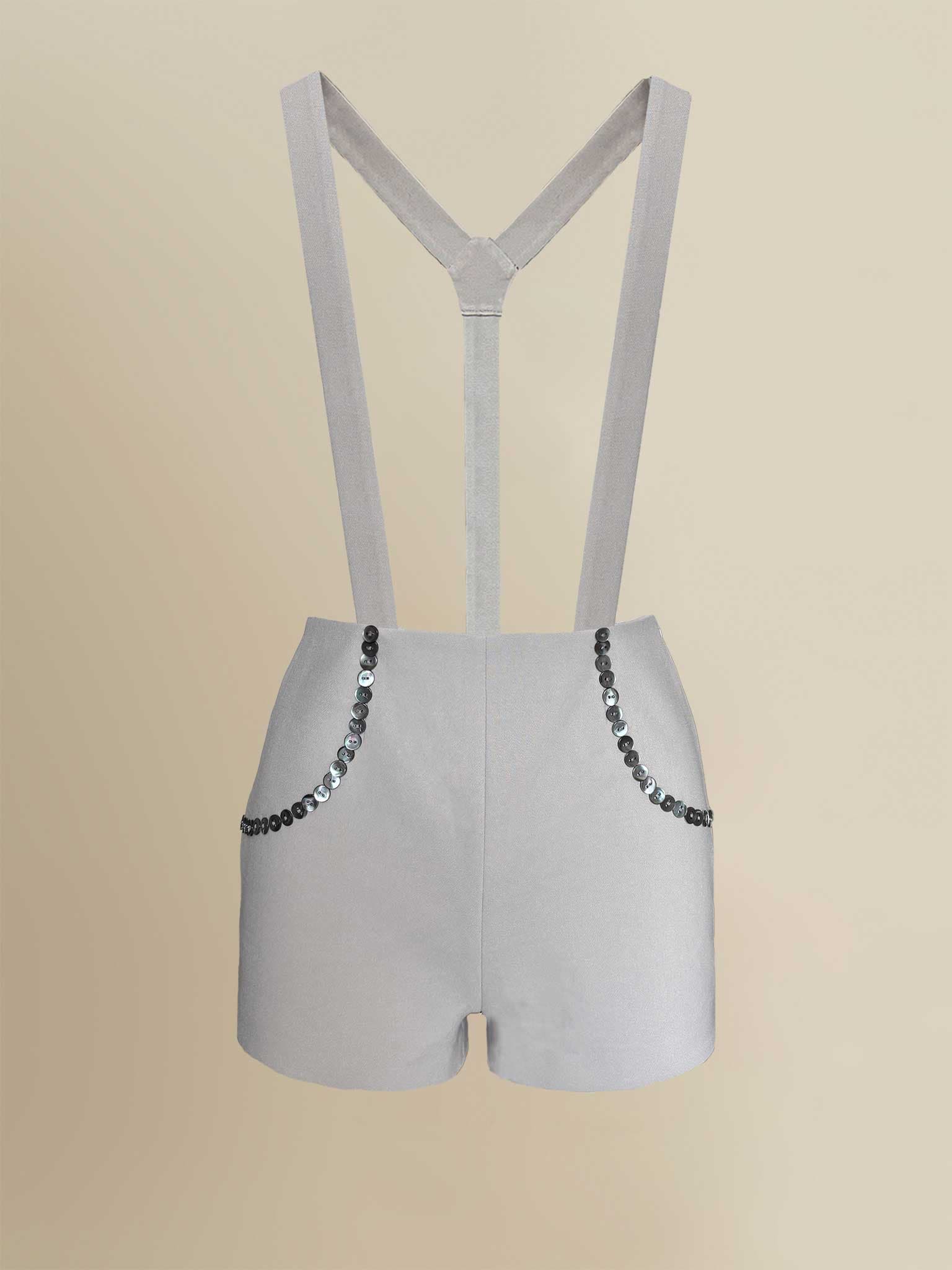 Ginny Tailored Mid-Rise Removable Suspender Shorts - image 1