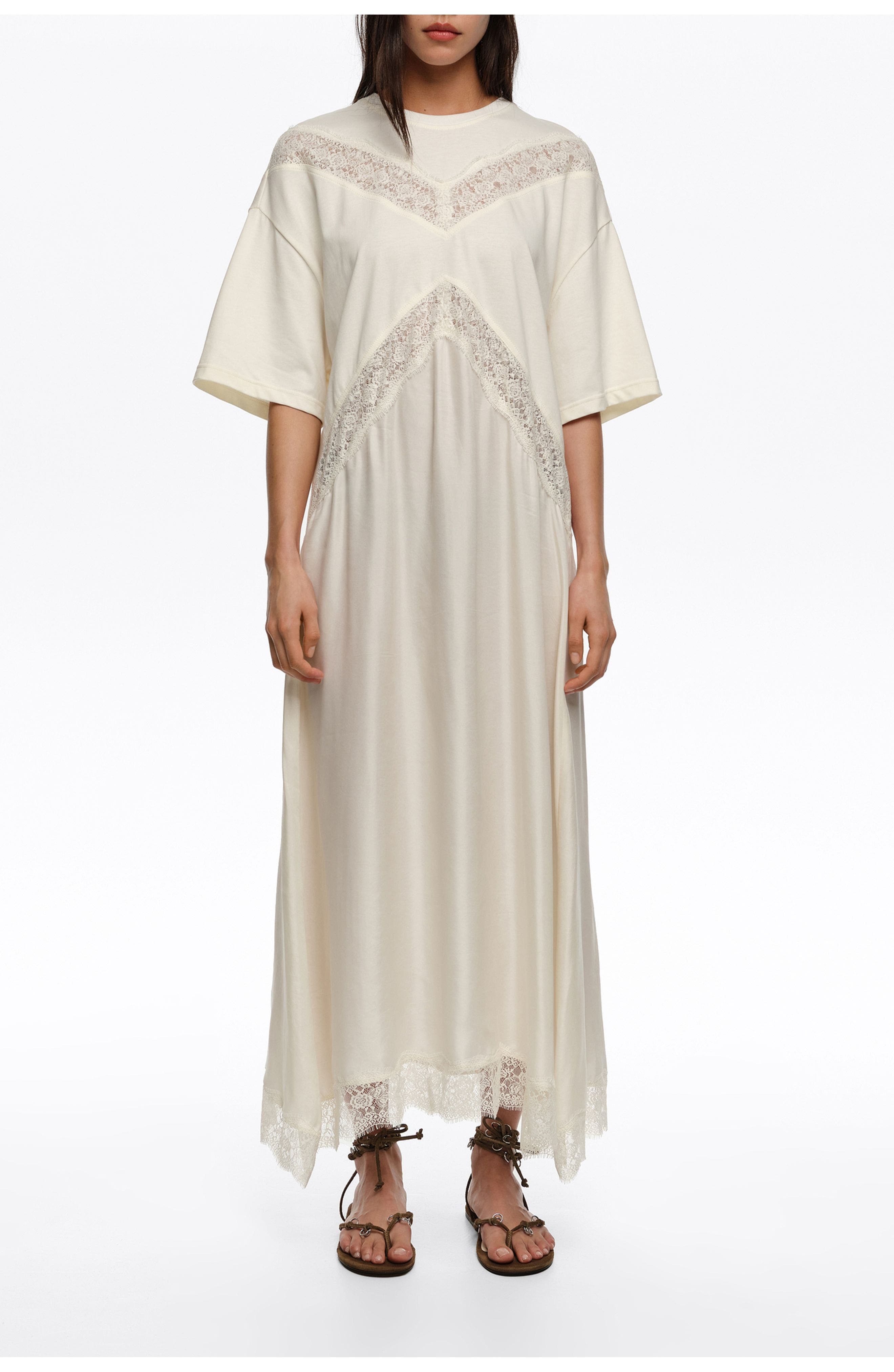 Lace Dual Material Dress - image 1