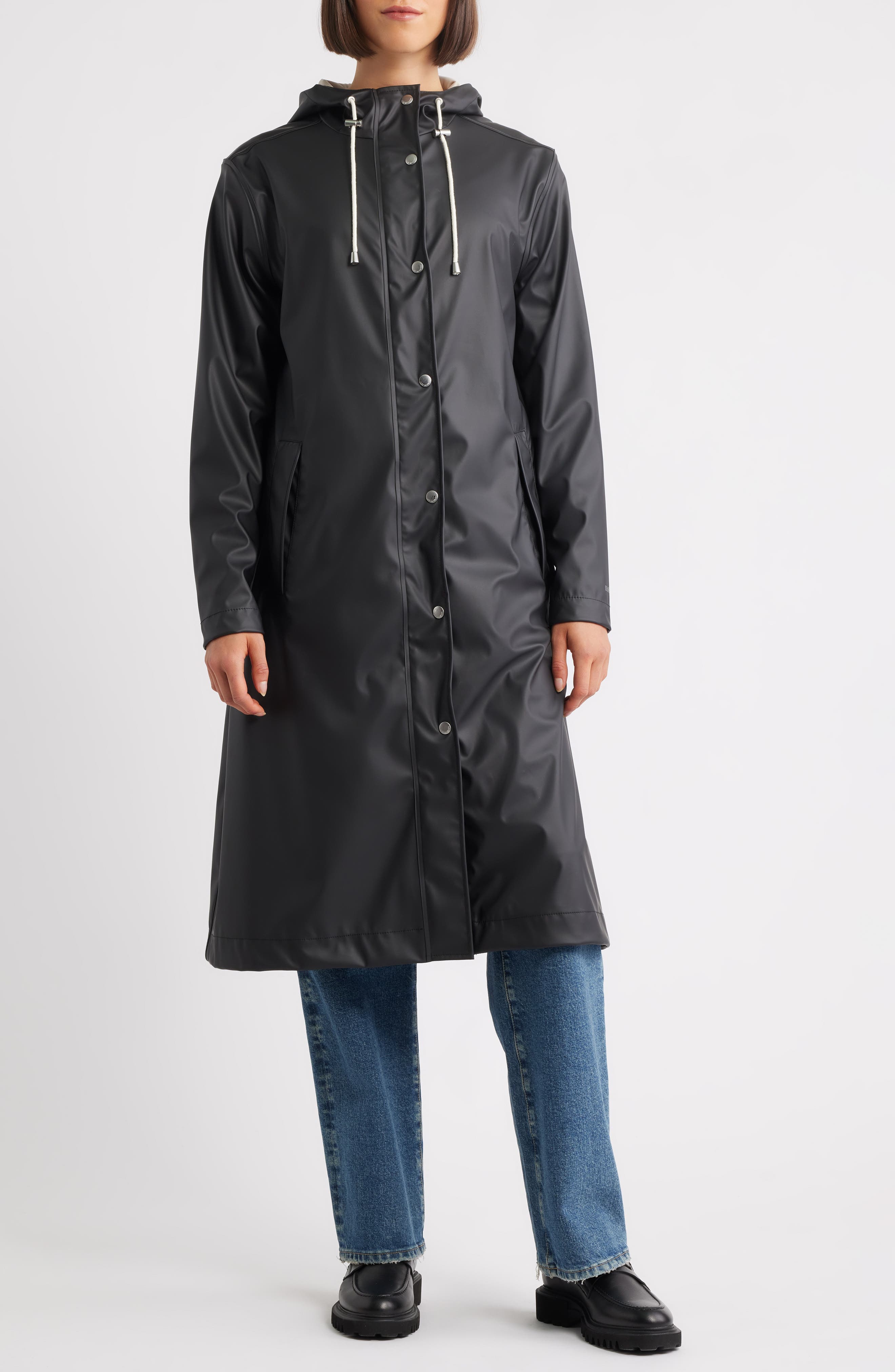 Hooded Longline Coated Raincoat - image 1