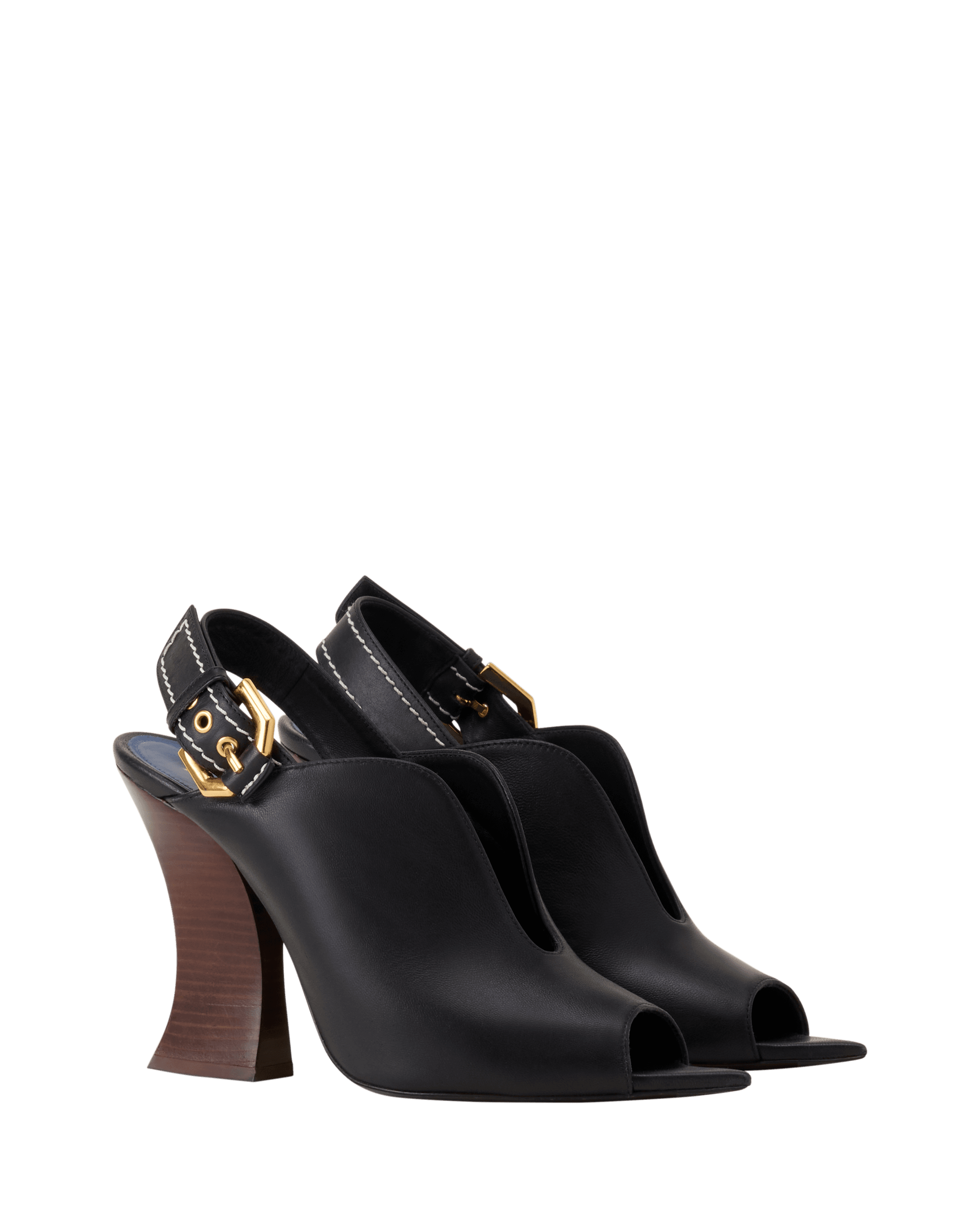 Buckle Arch Heeled Leather Mules - image 2