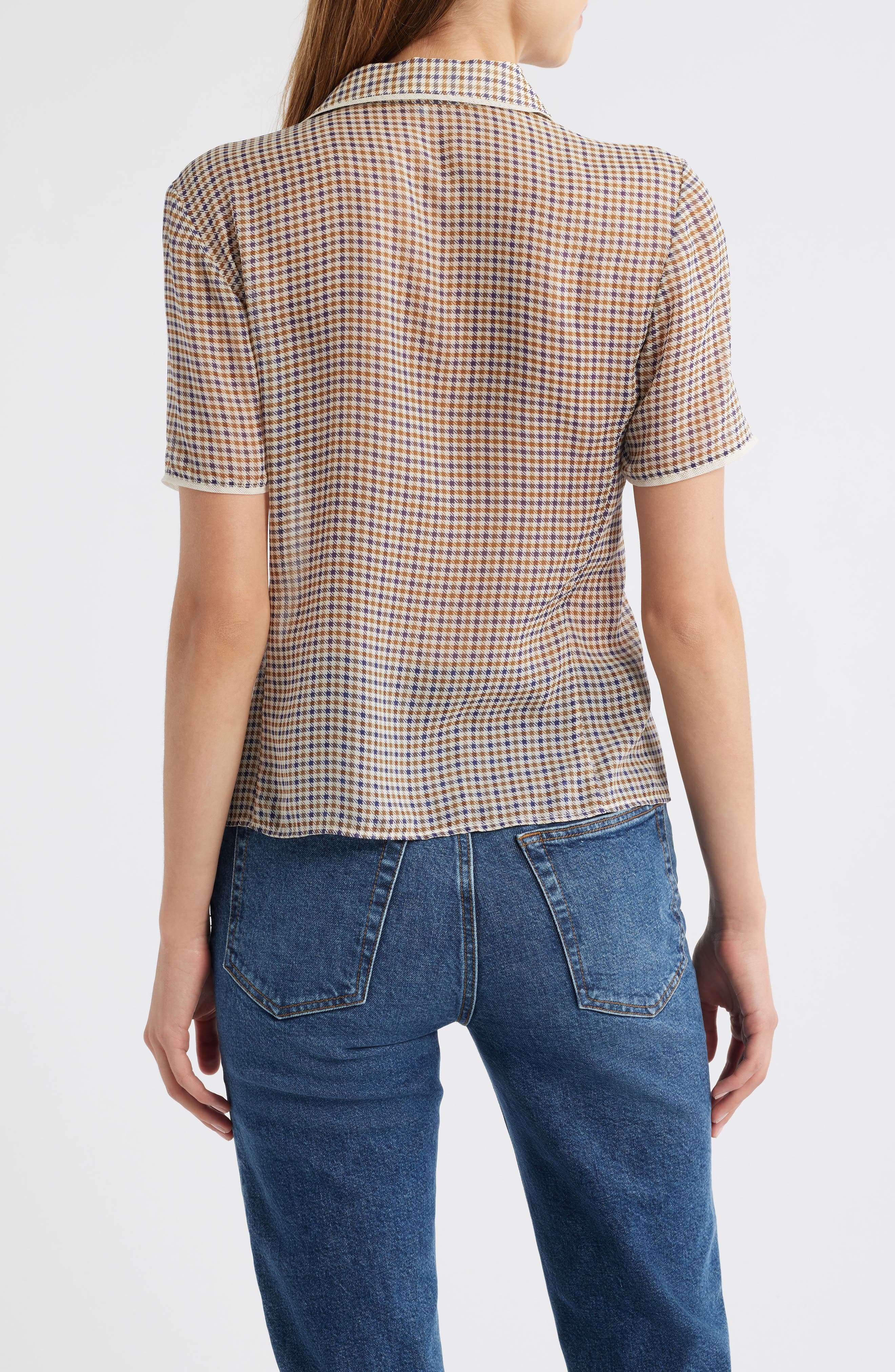 The Houndstooth Silk Short Sleeve Button-Up Shirt - image 2