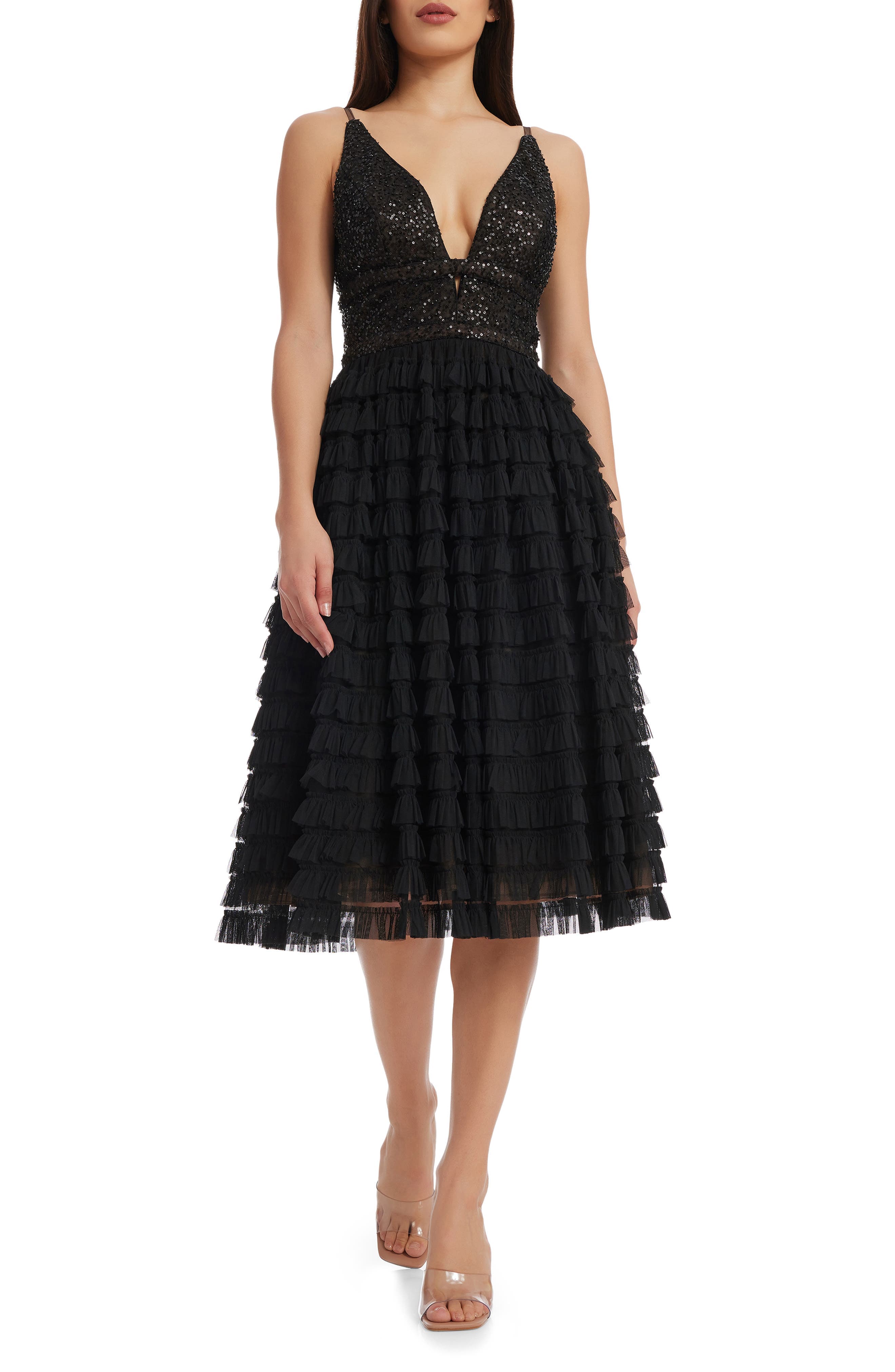Becca Sequin & Tulle Tiered Dress - image 1