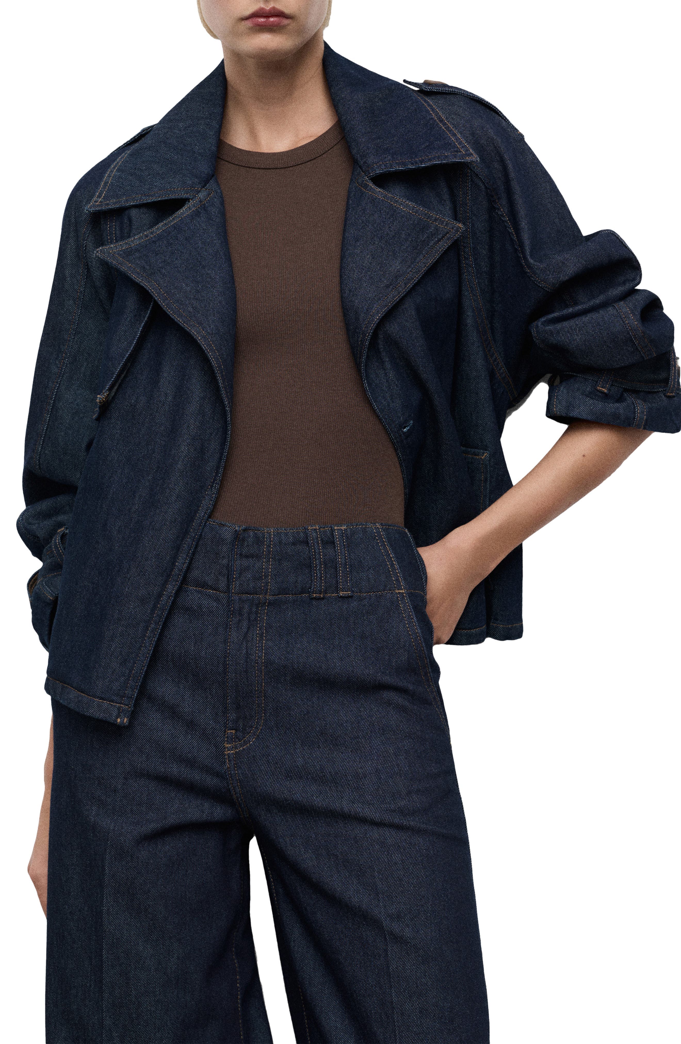 Denim Trench Jacket - image 1