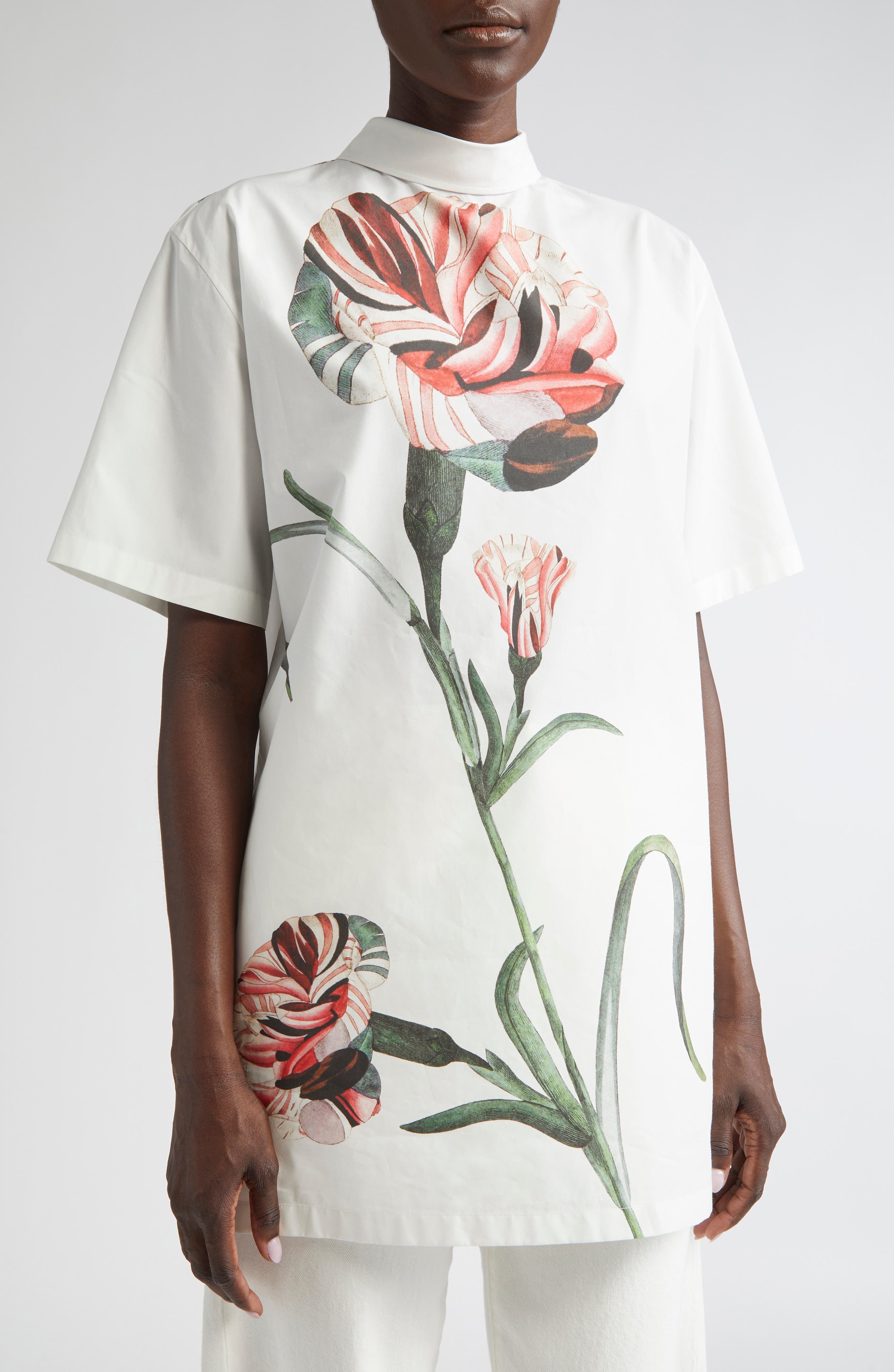 Oversize Rose Cotton High-Low Top - image 1