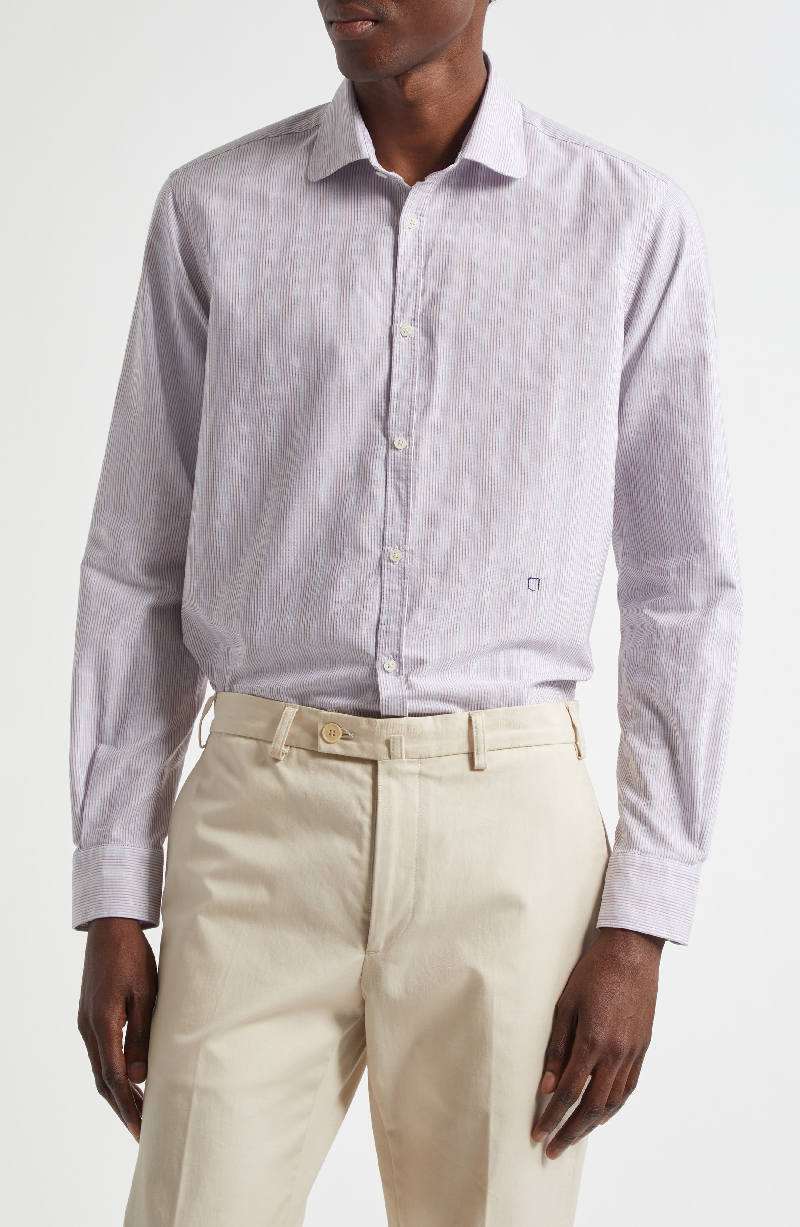 Canary Stripe Cotton Button-Up Shirt - image 1