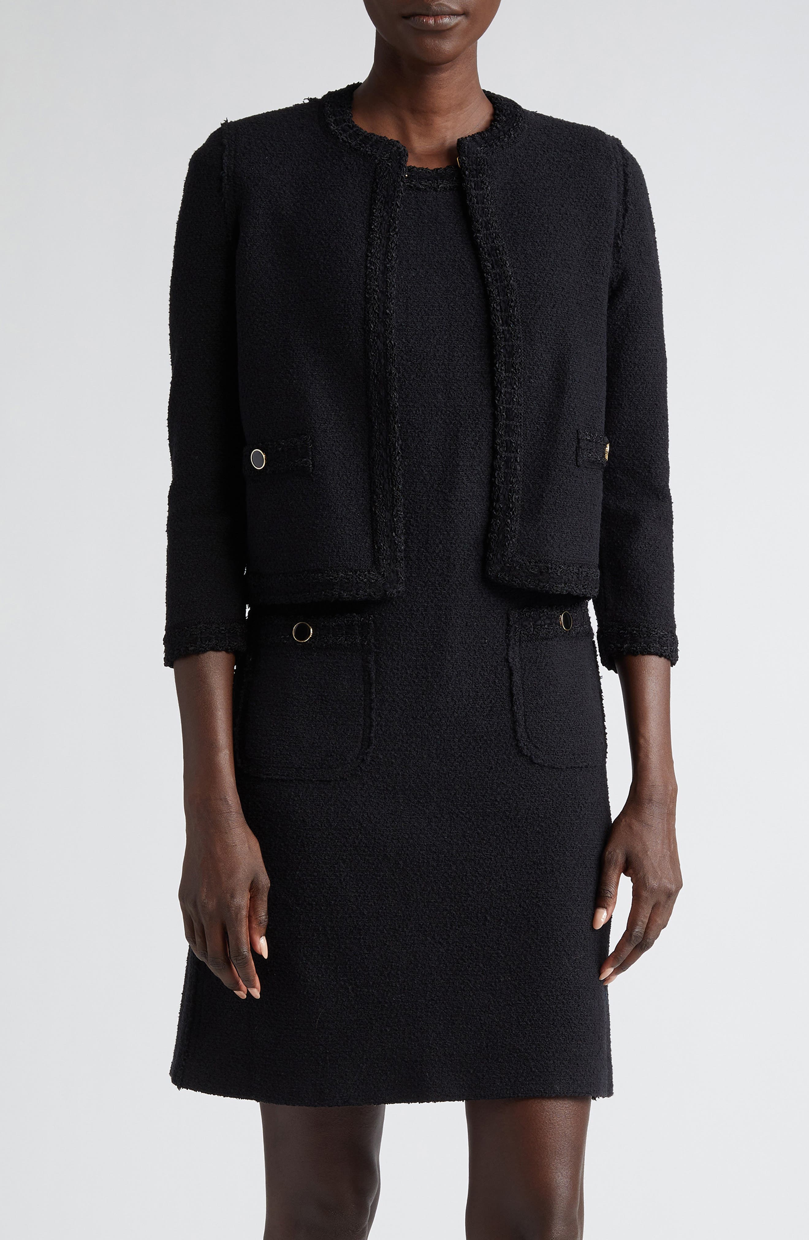 Embroidered Boucle Knit Jacket - image 1