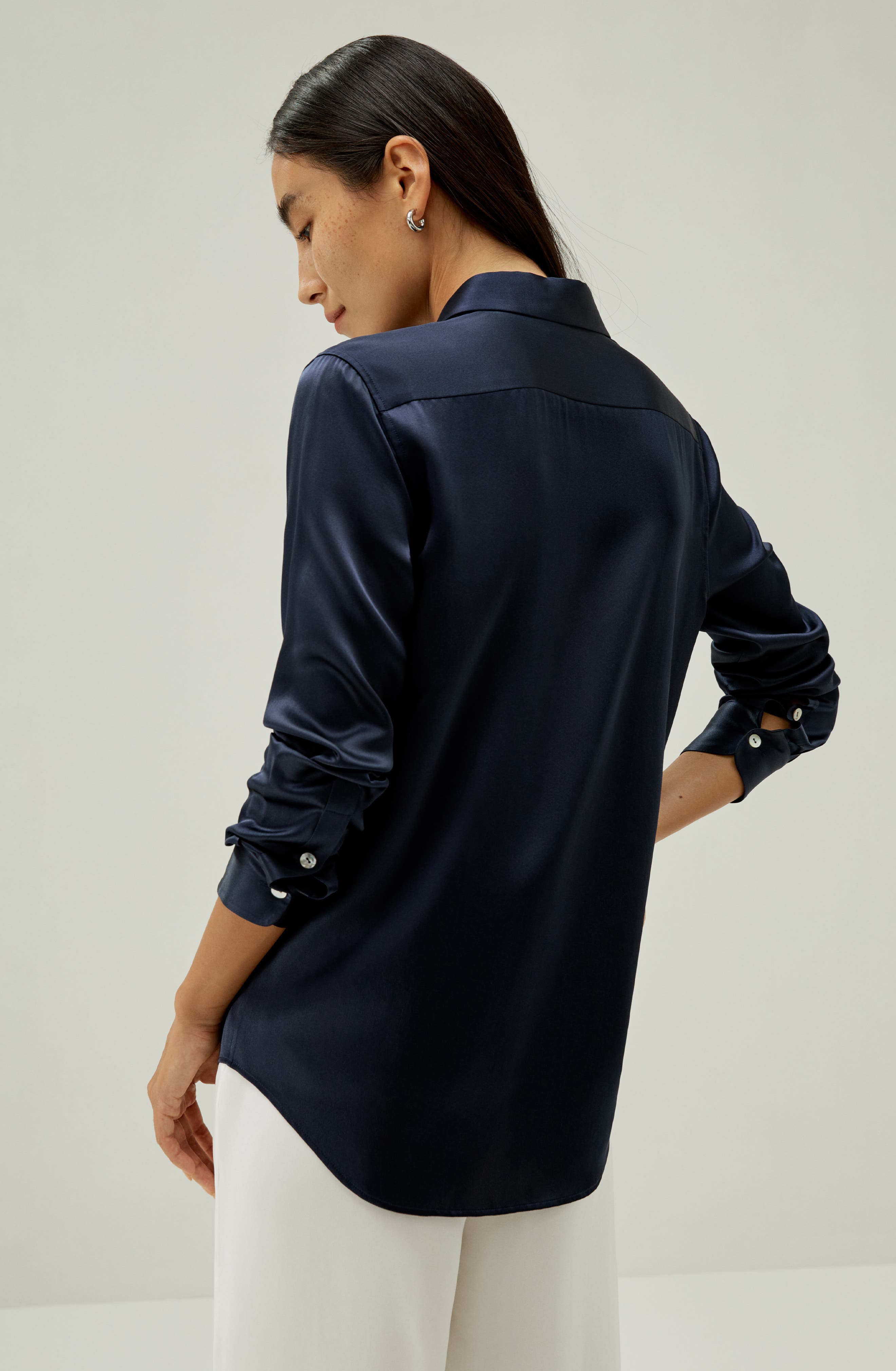 Elegant Button Up Silk Shirt - image 2