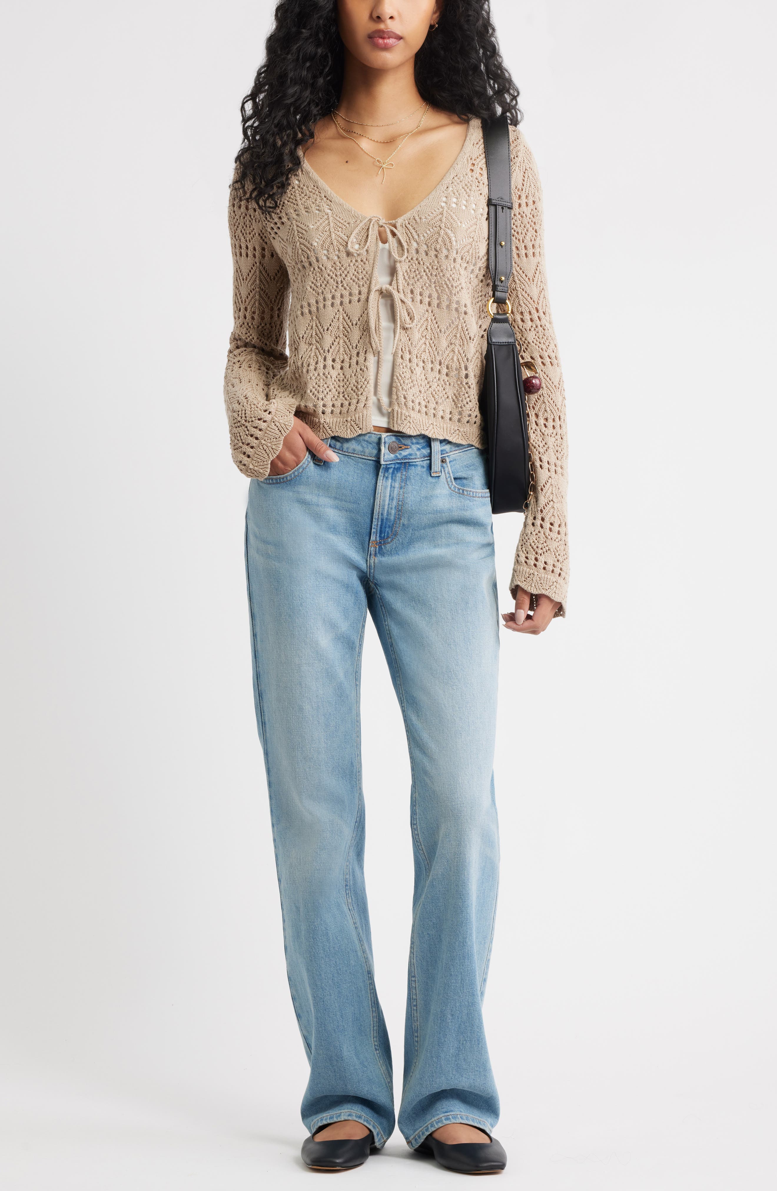 Fly Away Tie Front Crochet Cardigan - image 2