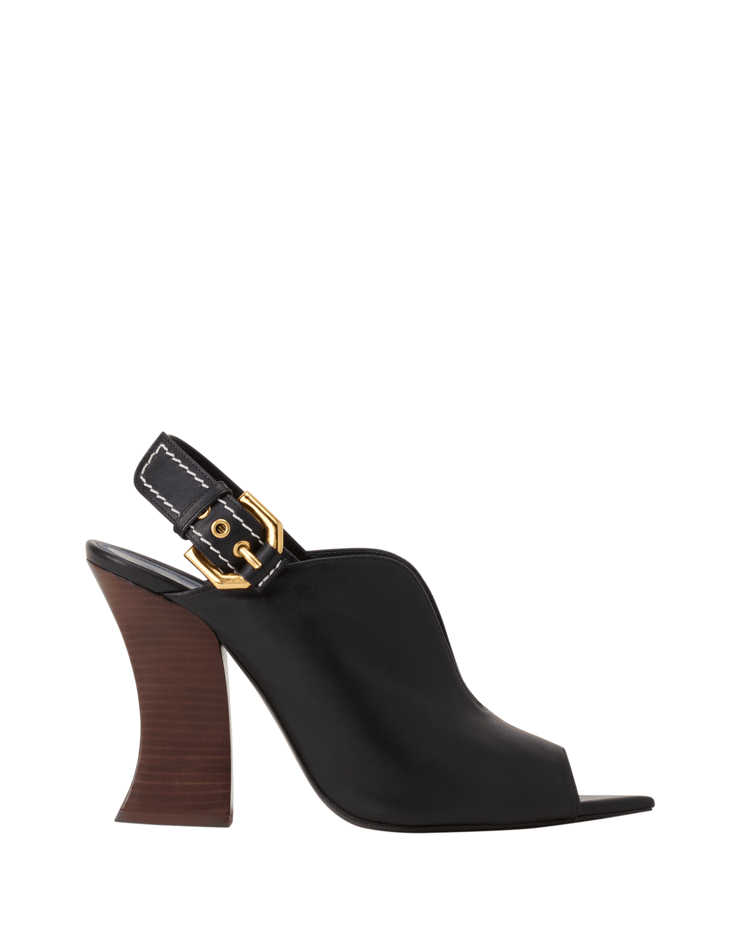 Buckle Arch Heeled Leather Mules - image 1