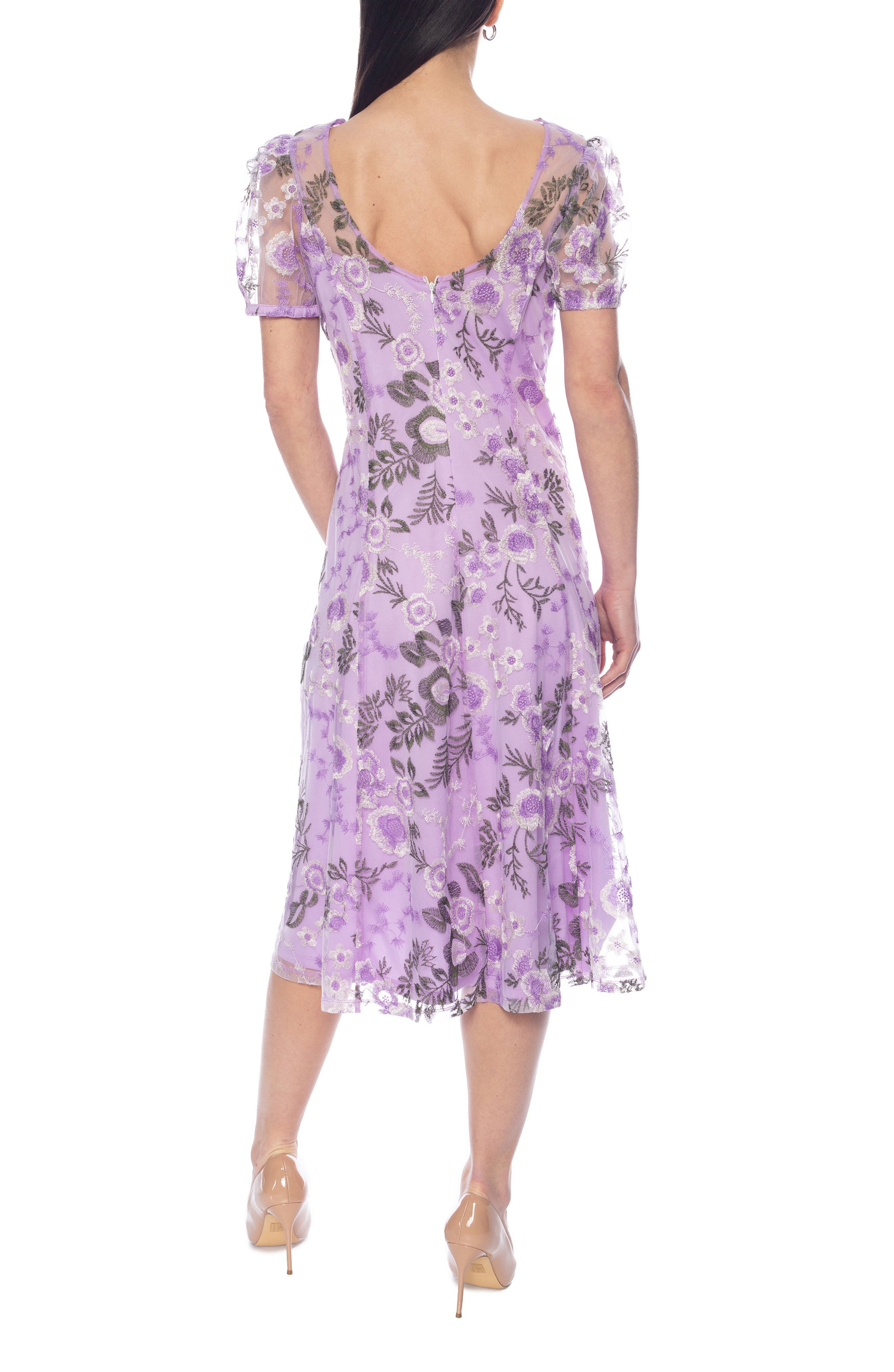 Floral Embroidered Short Sleeve Midi Dress - image 2