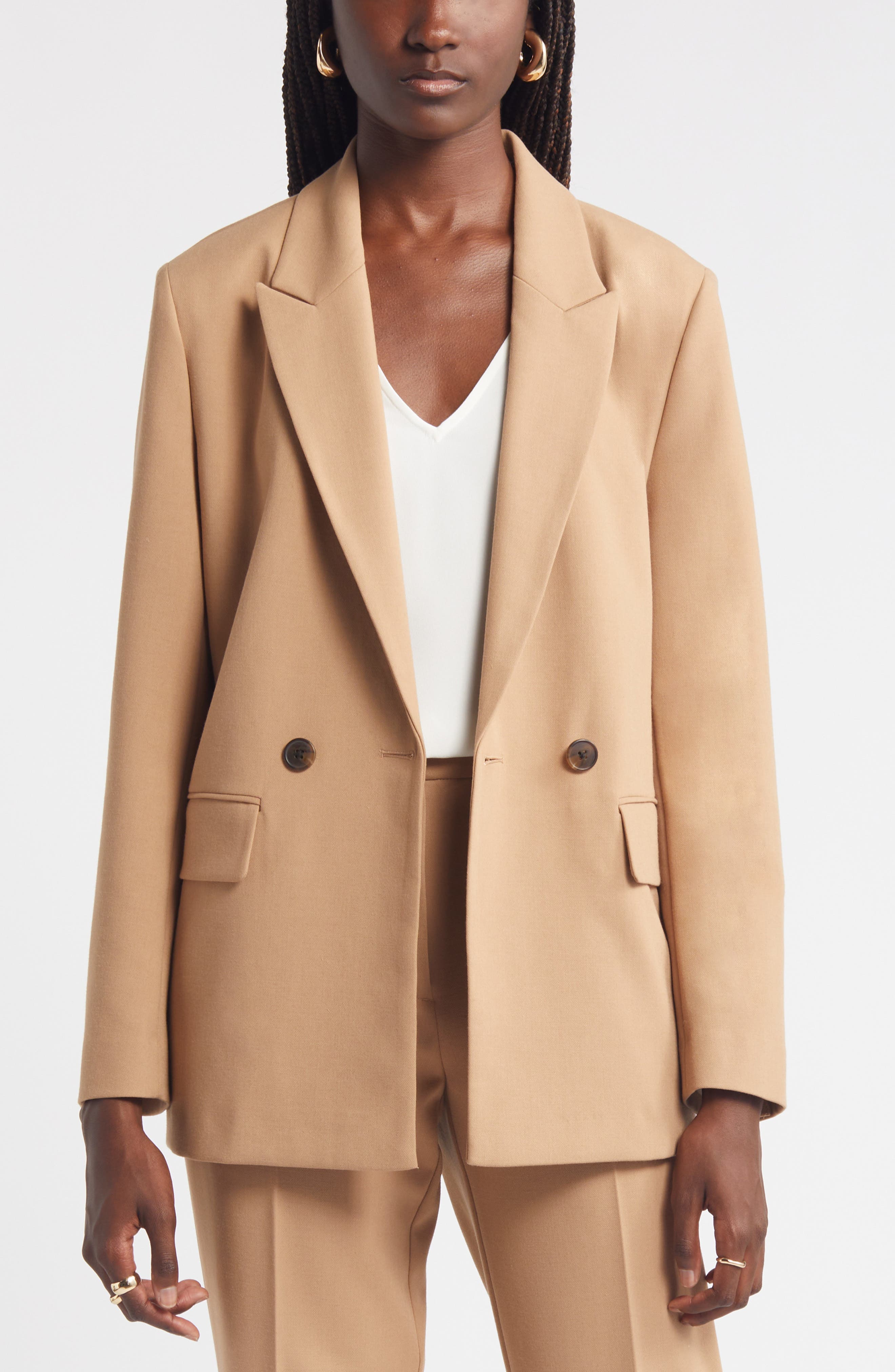 Double Breasted Peak Lapel Blazer - image 1