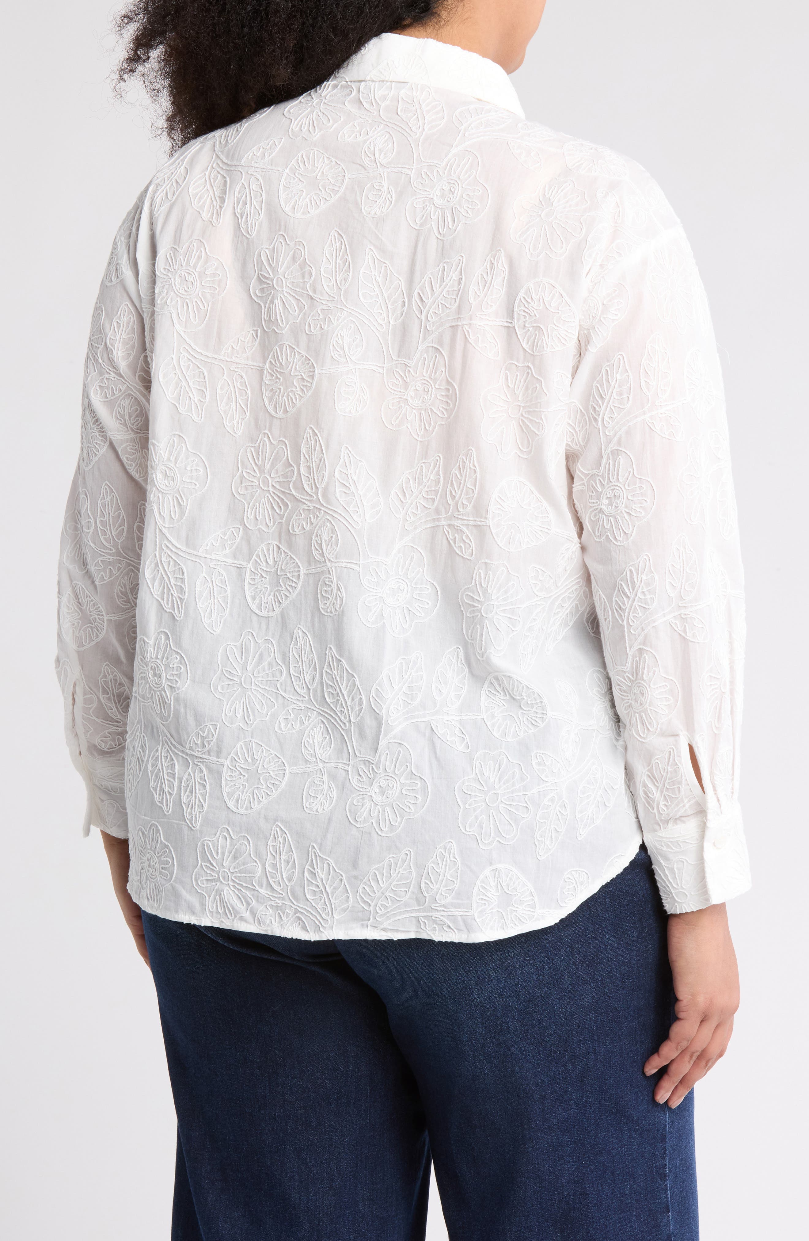 Embossed Floral Button-Up Shirt - image 2