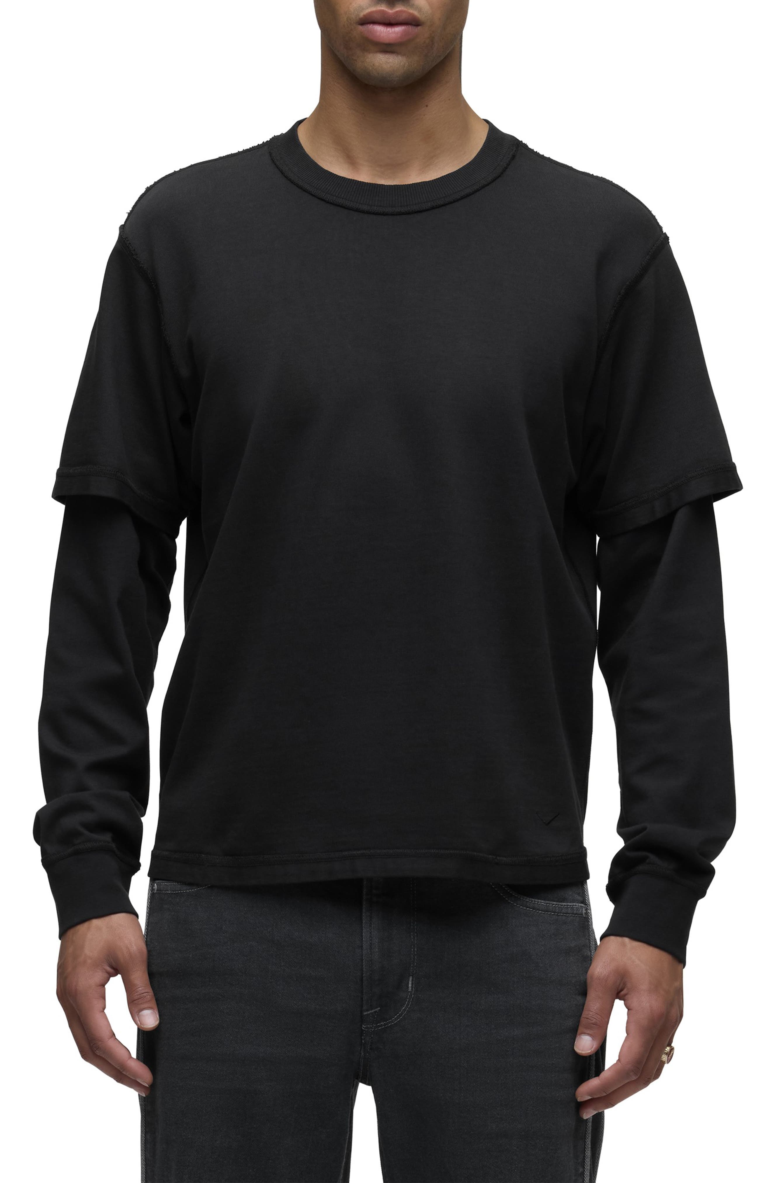 Hybrid Layered Long Sleeve Cotton T-Shirt - image 1