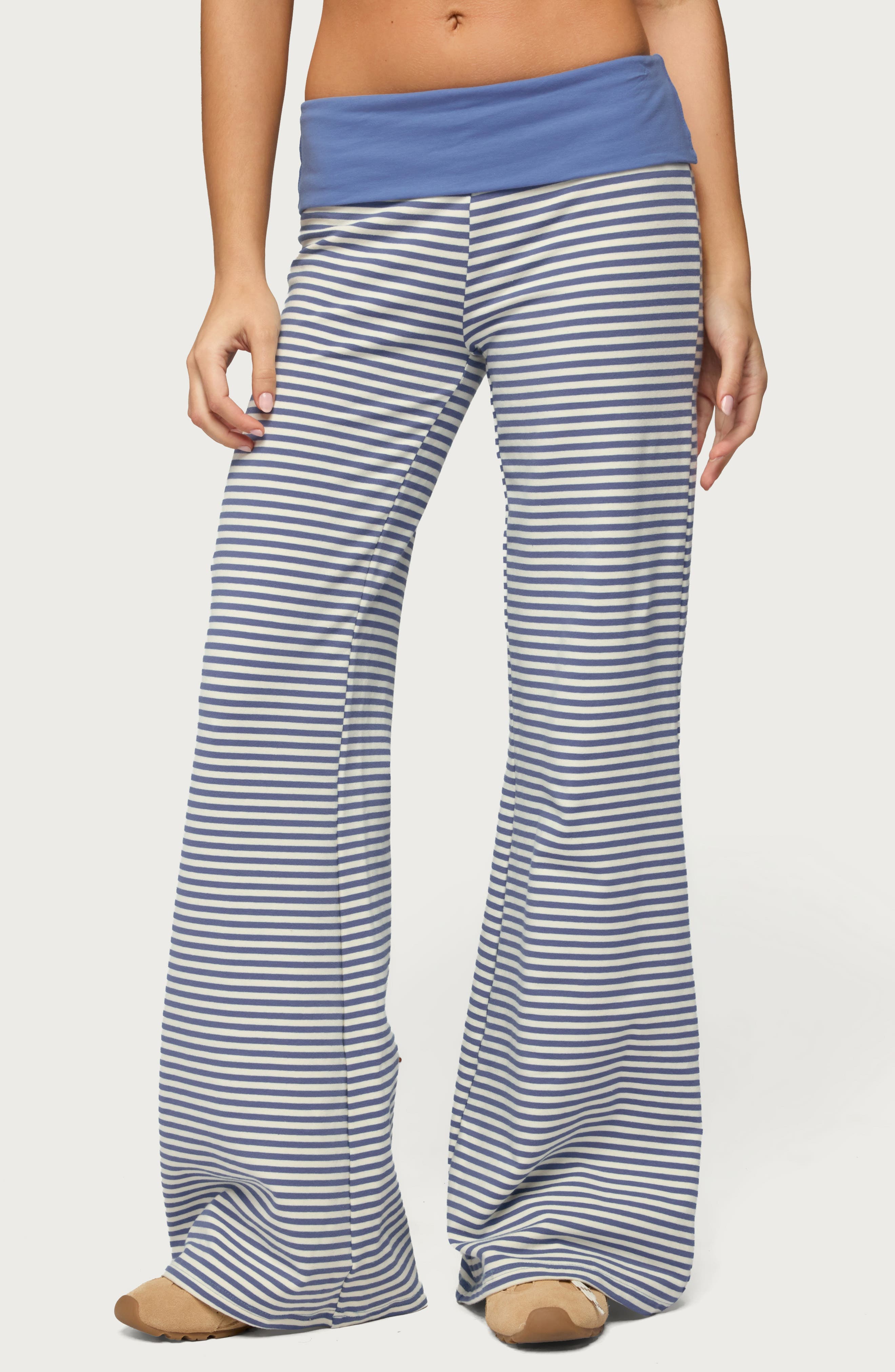 Meggy Colorblock Stripe Foldover Pants - image 1