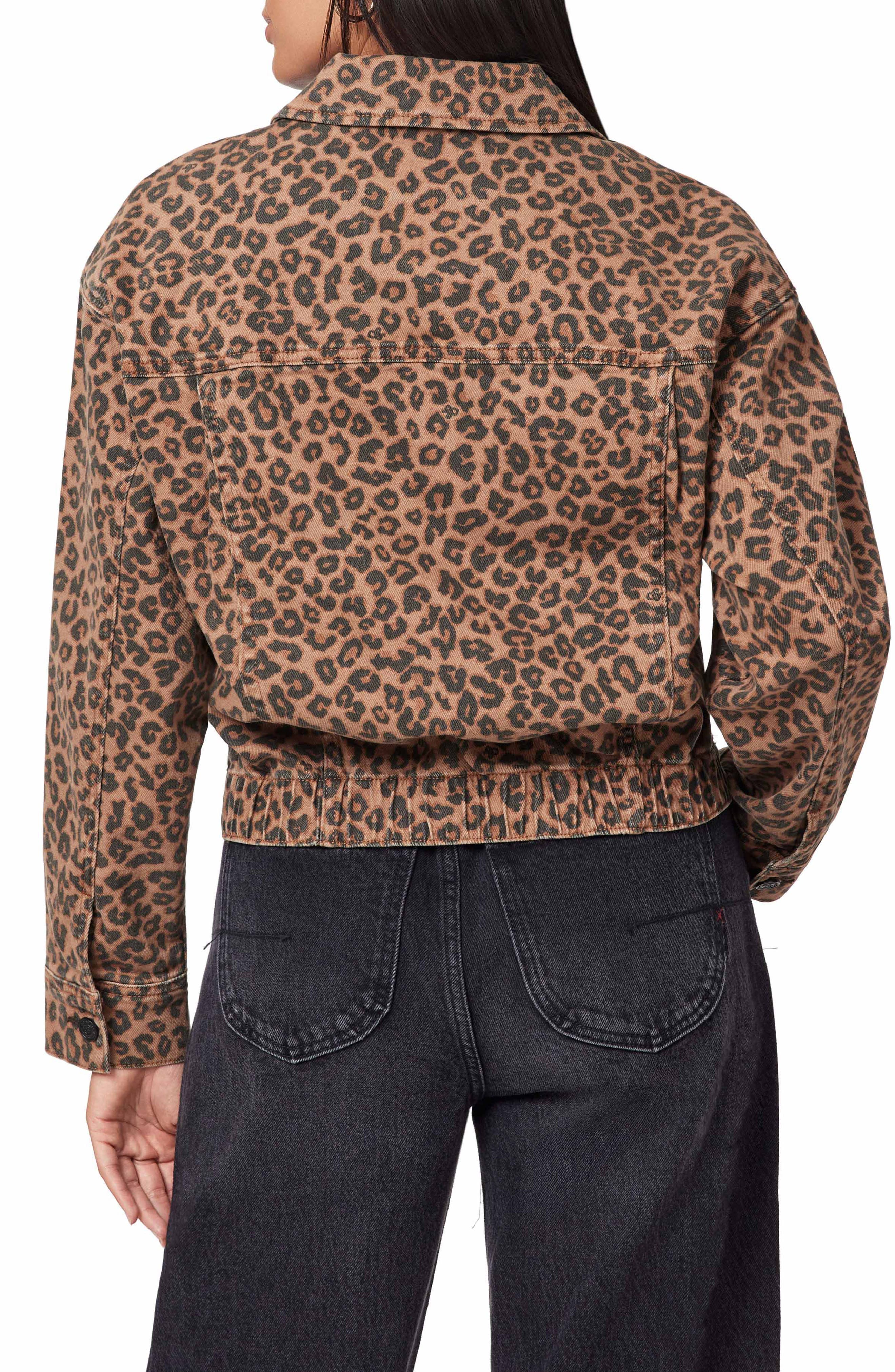 Leopard Print Oversized Crop Denim Jacket - image 2