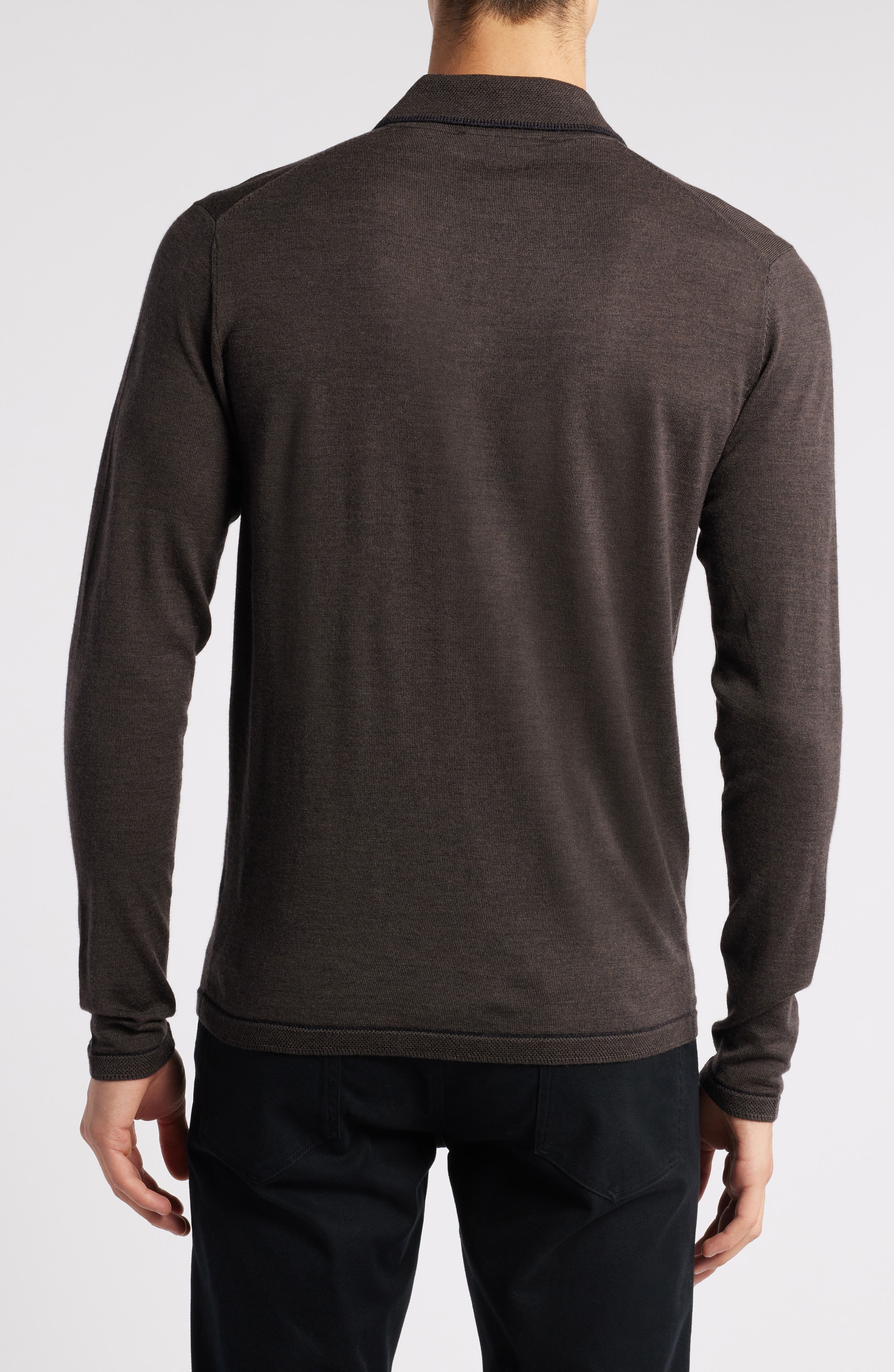 Roman Long Sleeve Merino Wool Sweater Polo - image 2