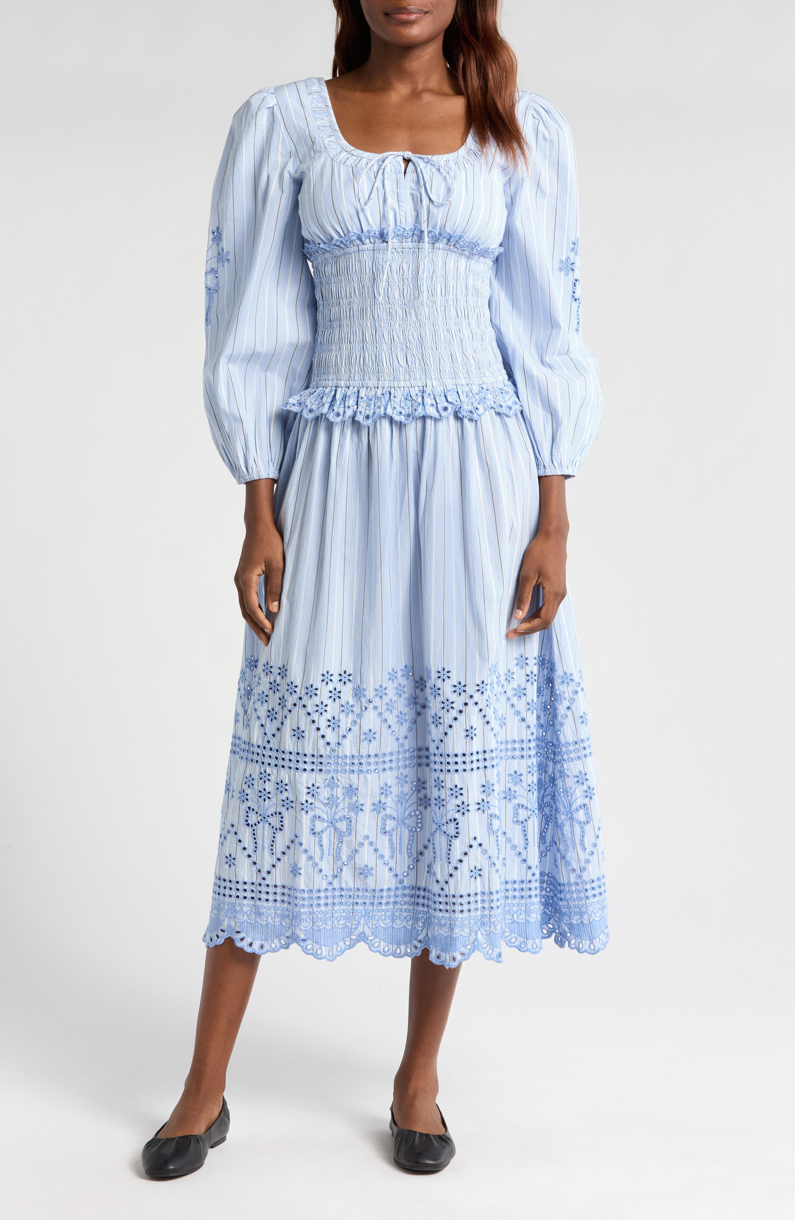 Nola Eyelet Long Sleeve Organic Cotton Maxi Dress - image 1