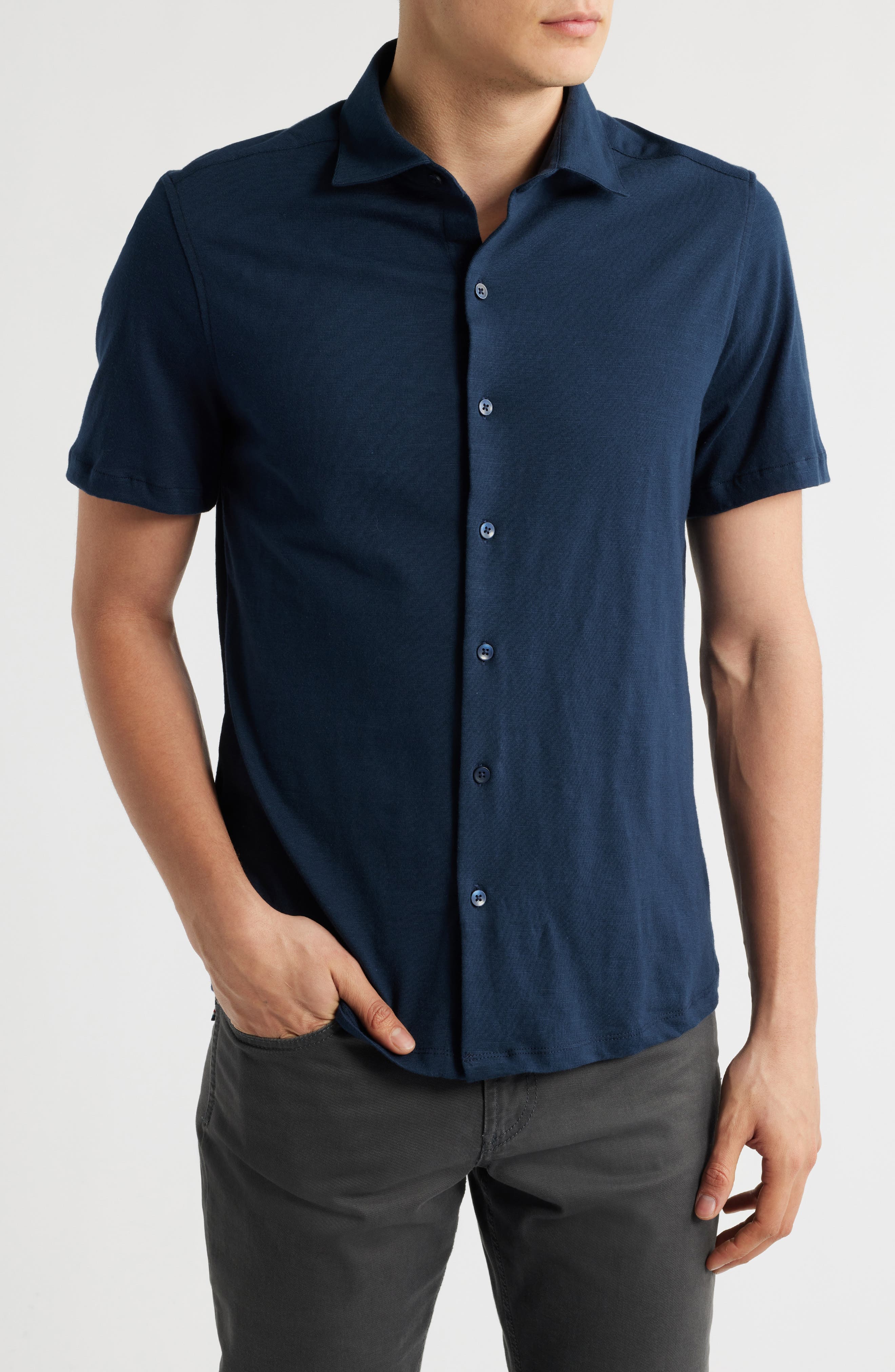 Kimberton Short Sleeve Knit Button-Up Shirt - image 5