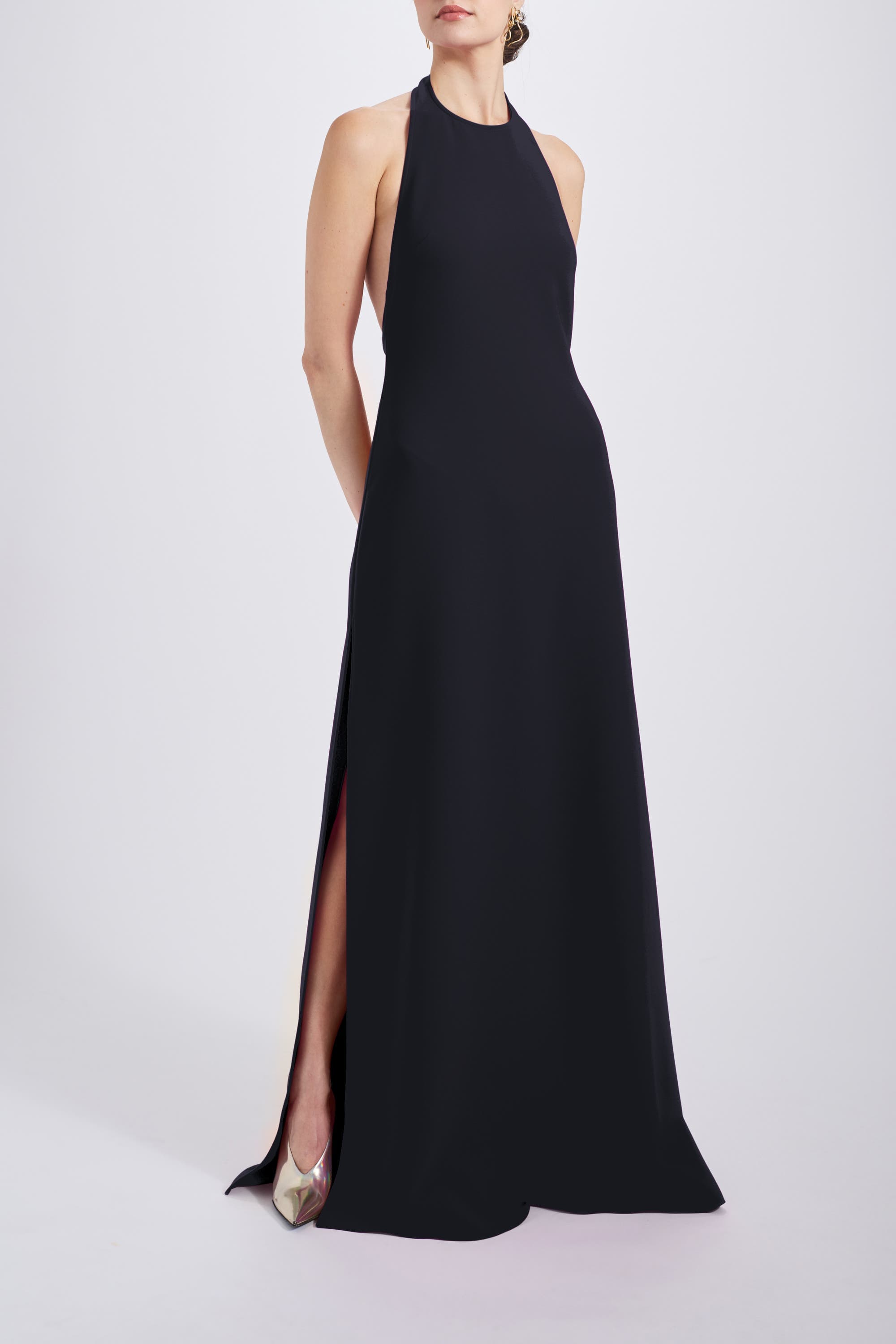 Italian Stretch Crepe Halter Dress - image 1
