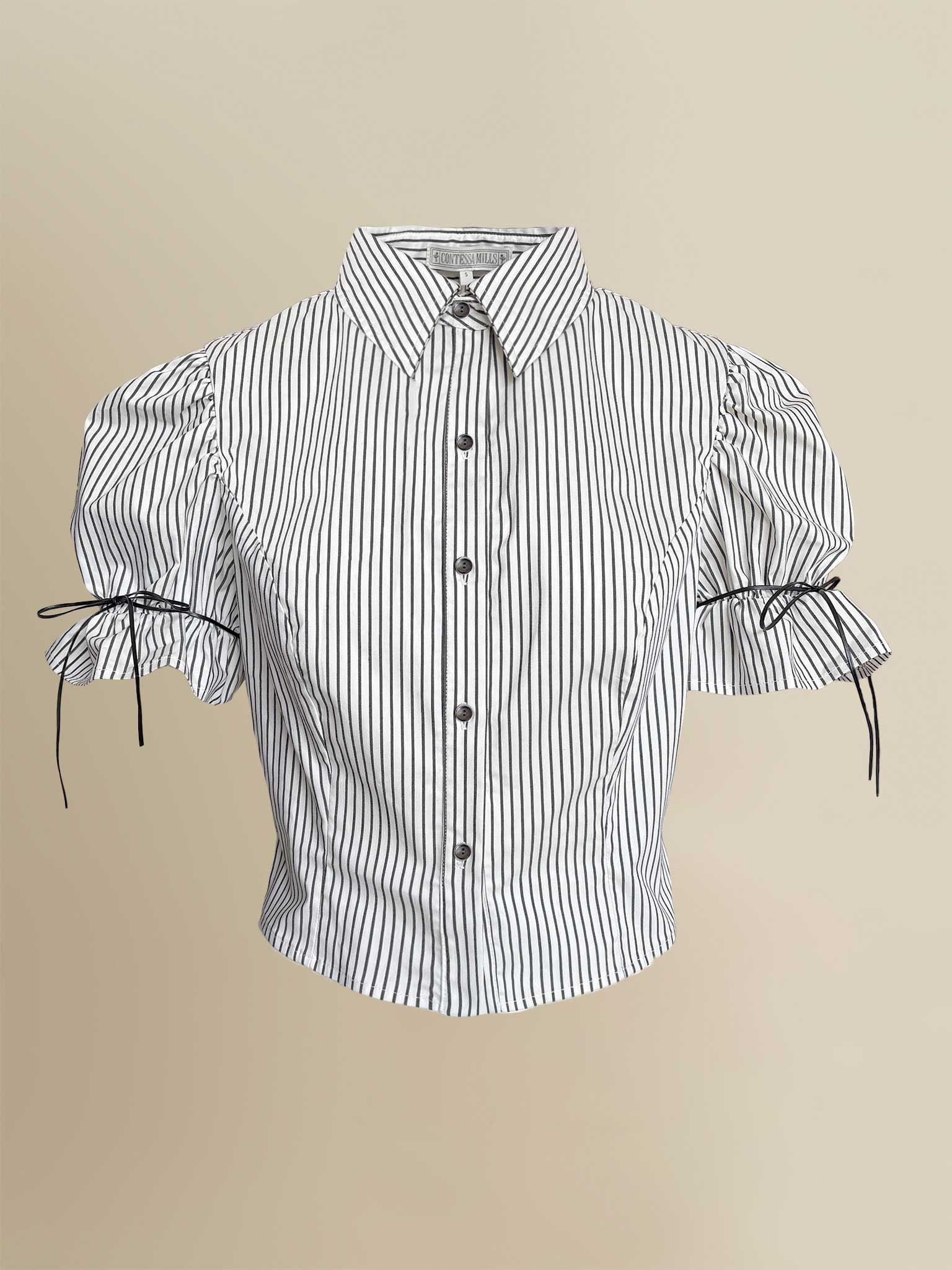 Thomasin Structured Puff-Sleeve Cotton Oxford Blouse - image 1