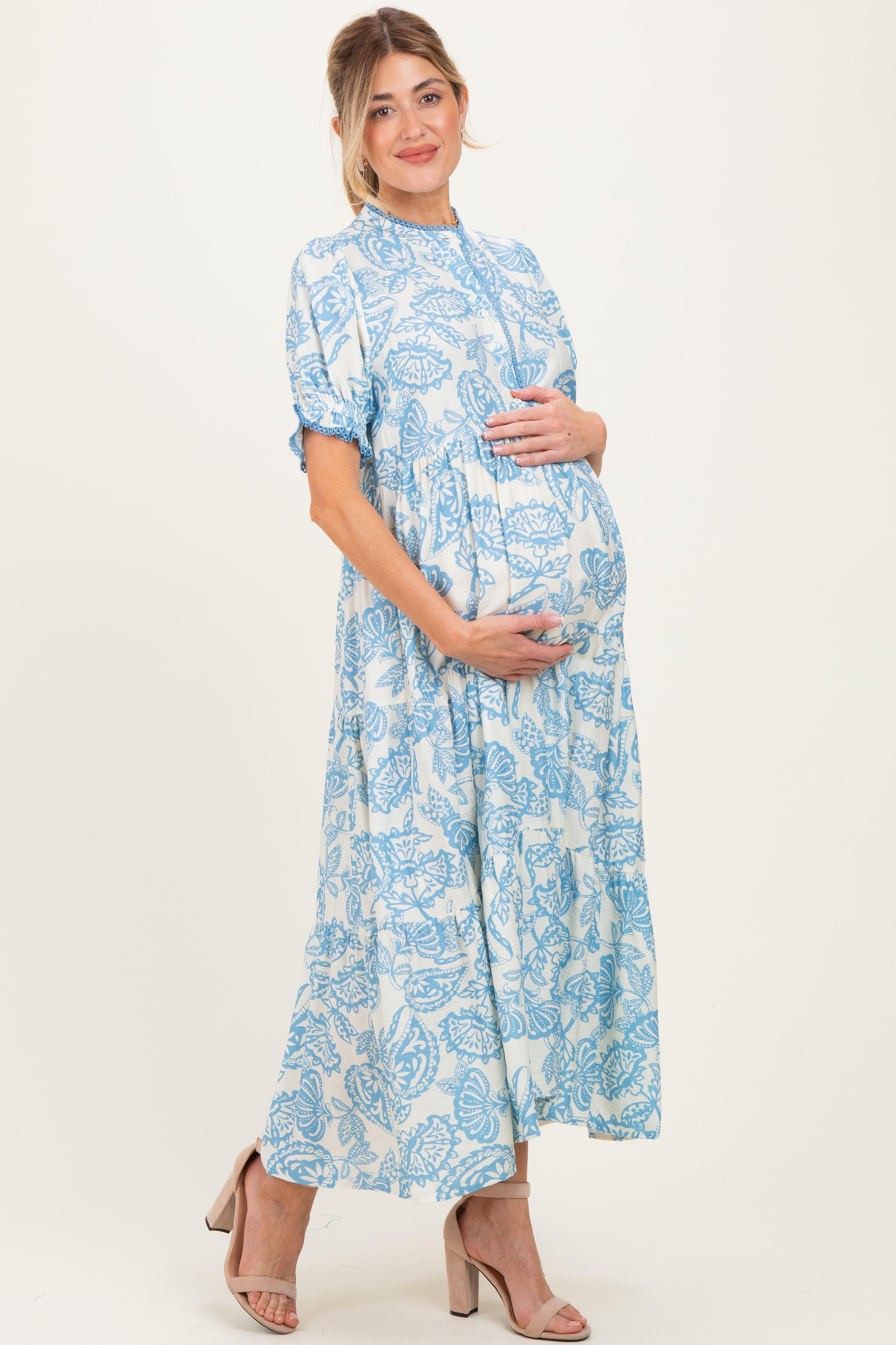 Paisley Print Tiered Midi Dress - image 1
