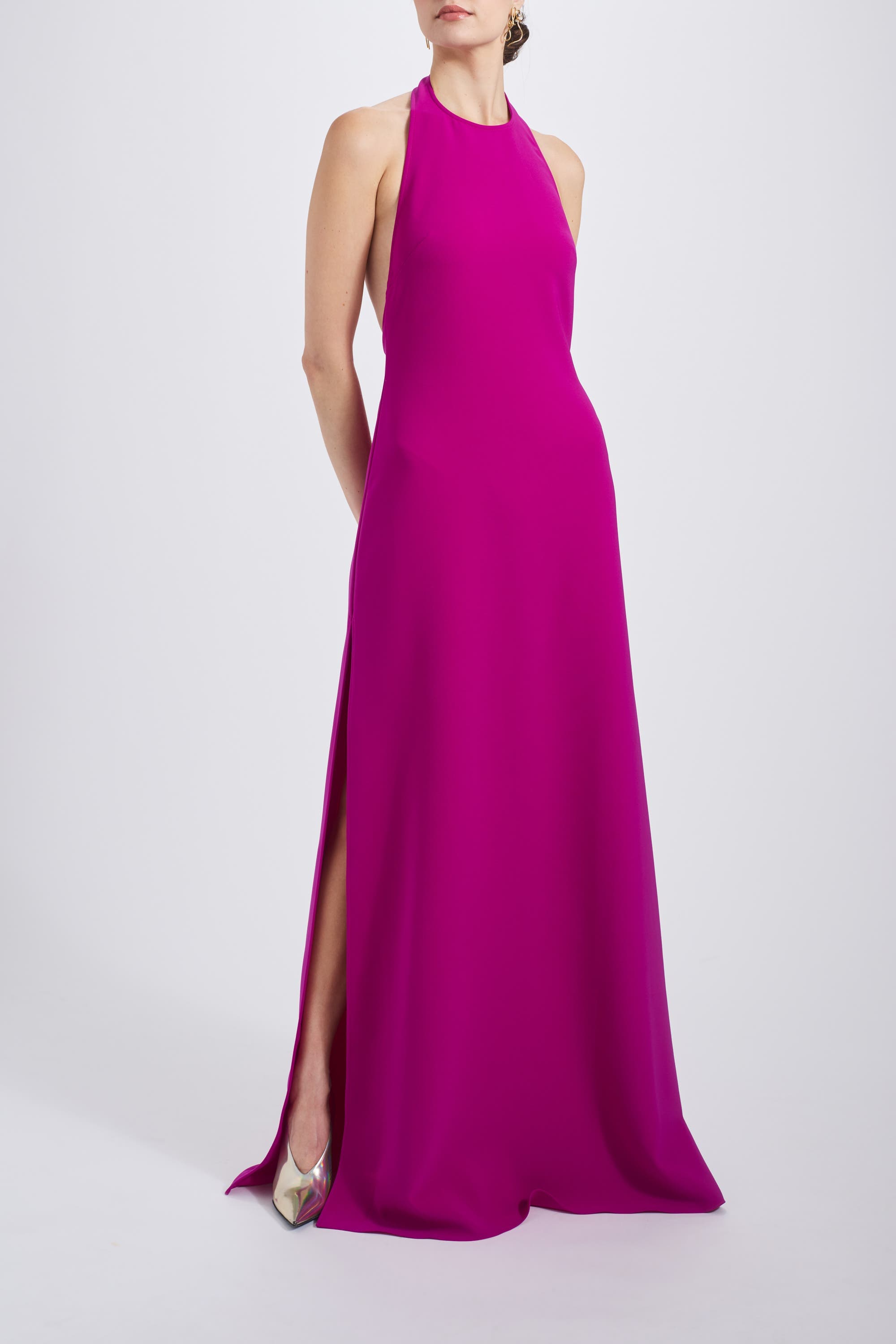 Italian Stretch Crepe Halter Dress - image 2