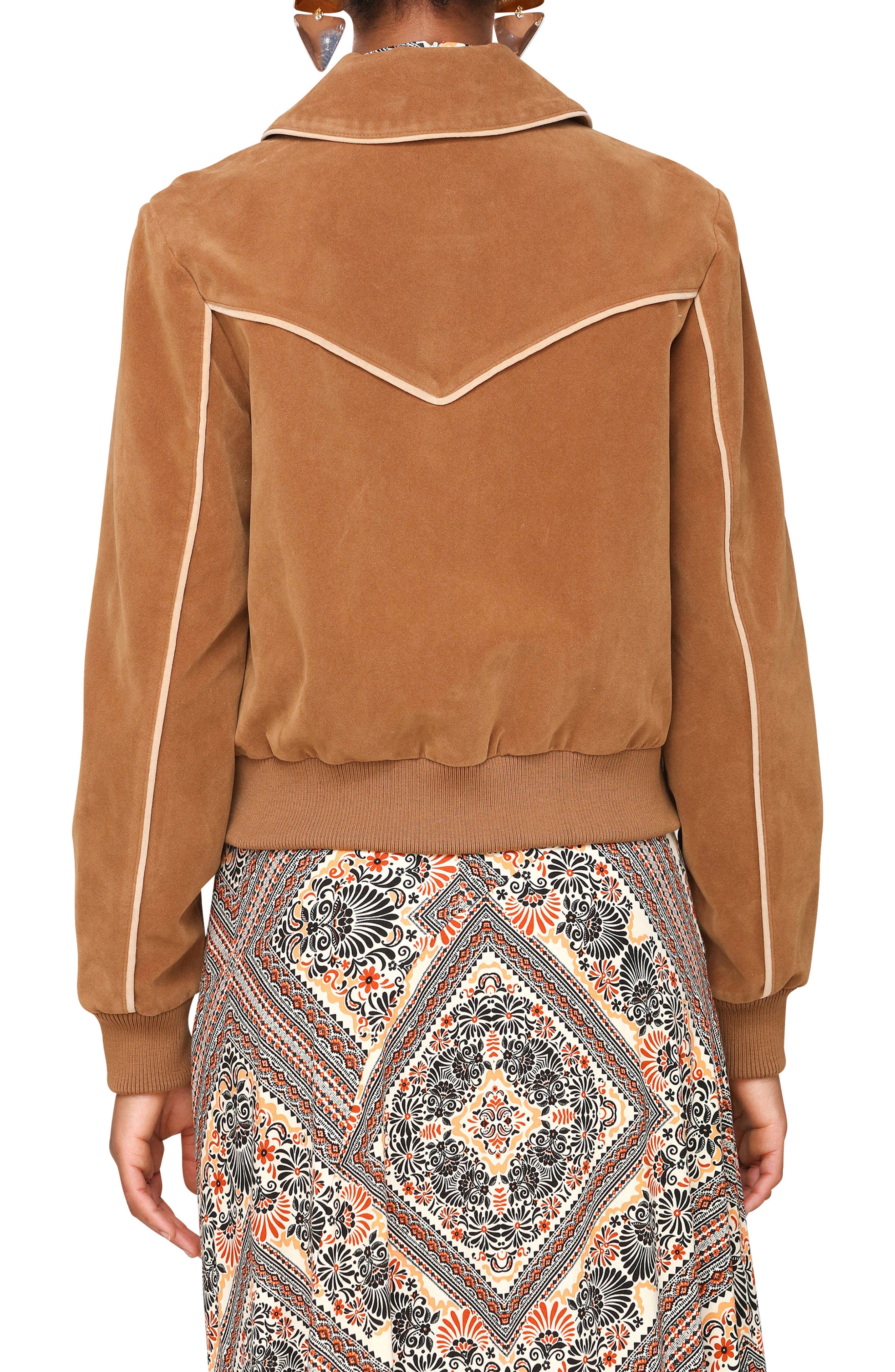 Faux Suede Western Bomber Jacket - image 2
