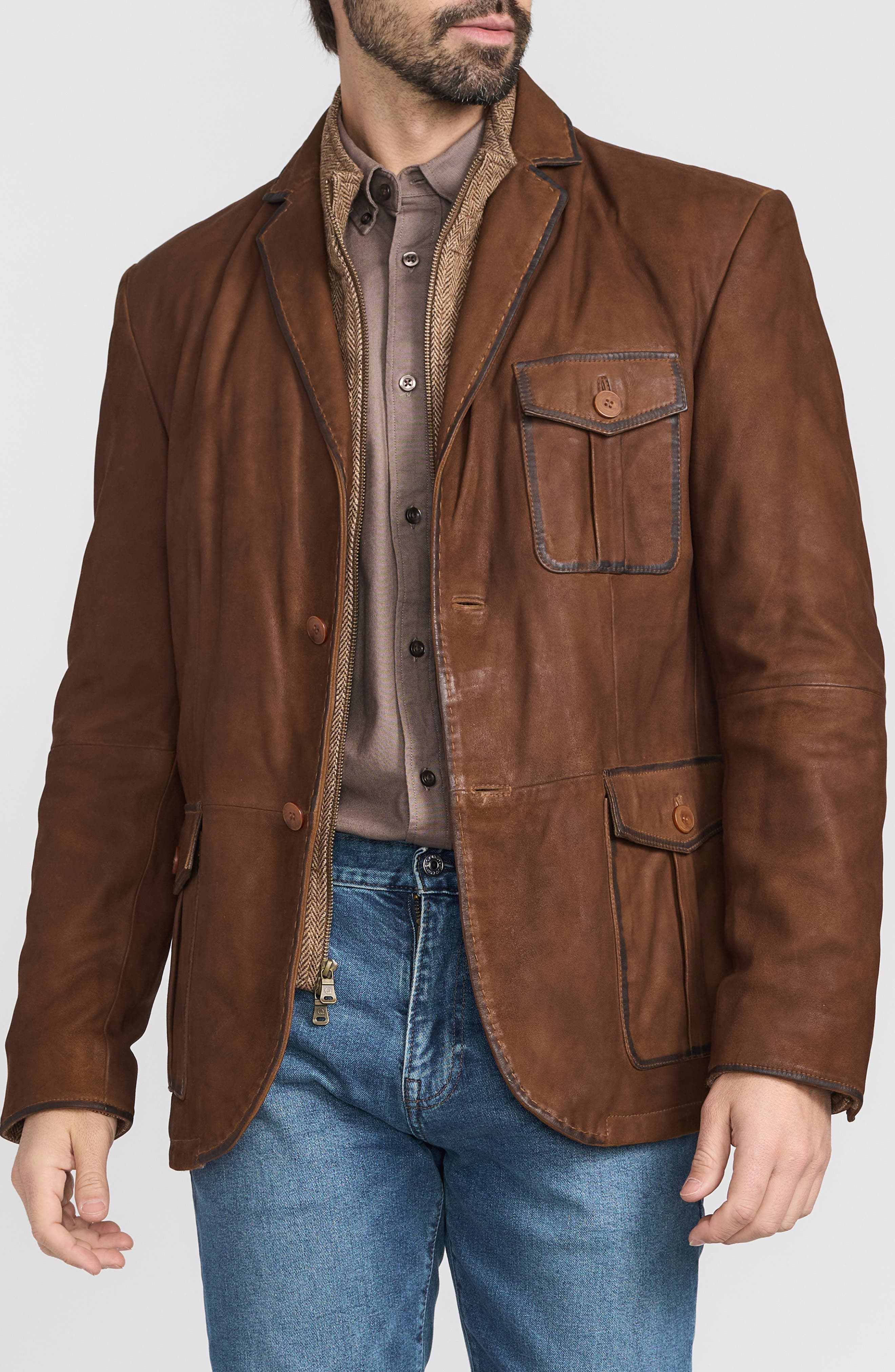 Distressed Leather Jacket - image 1
