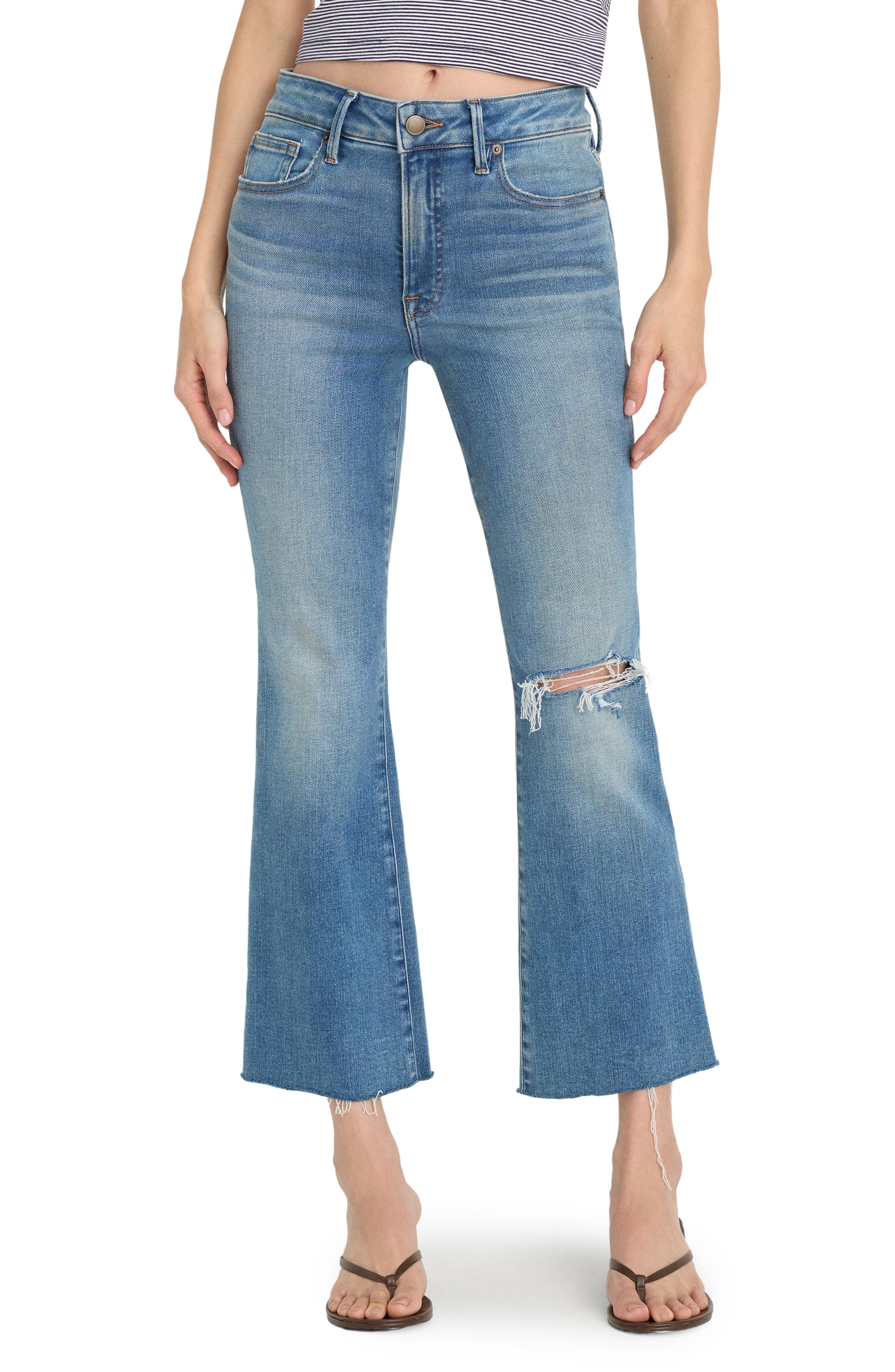 Soft-Tech Good Legs Ripped Crop Mini Bootcut Jeans - image 1