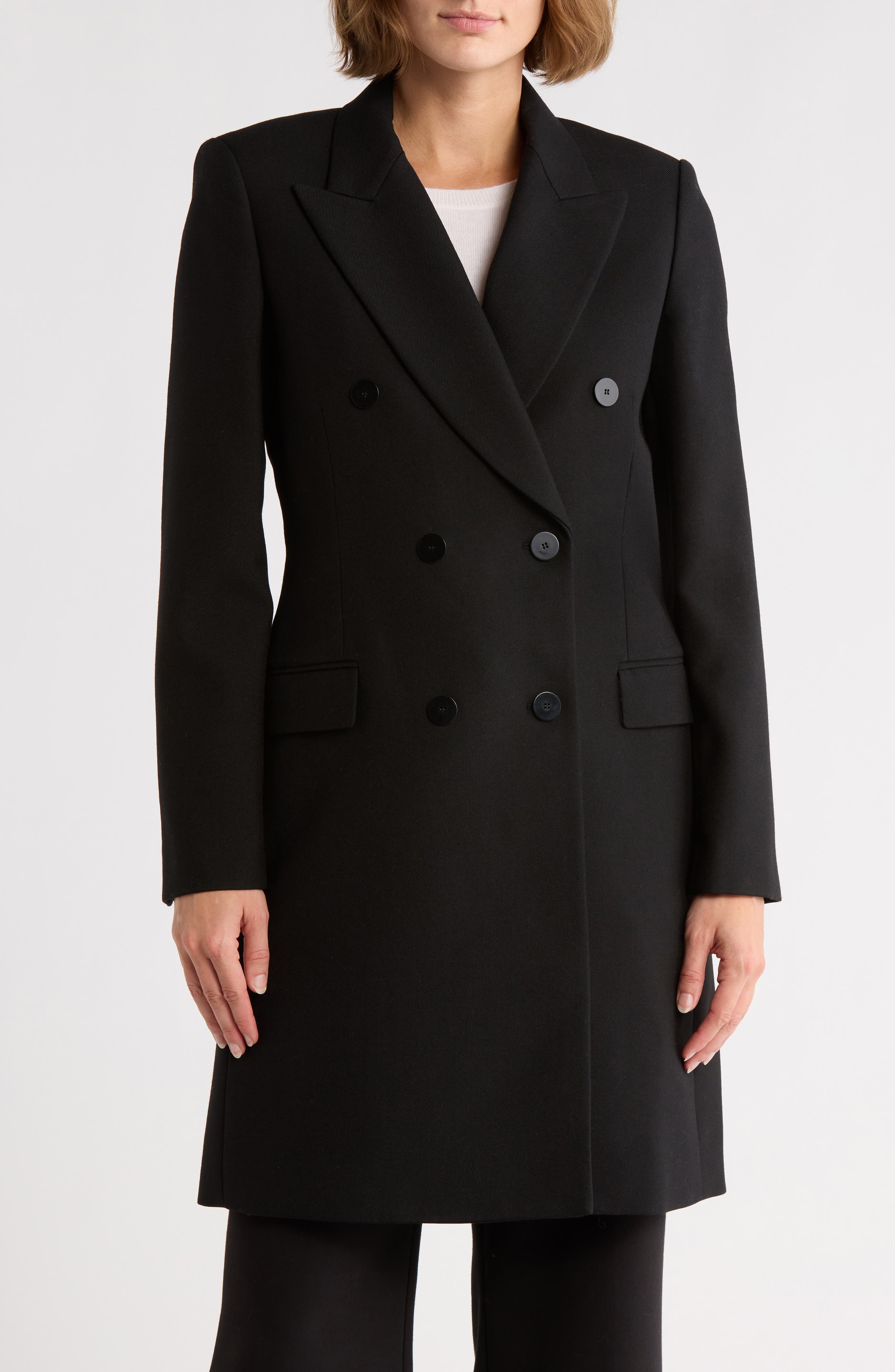 Tailored Double Breasted Wool Blend Coat - image 1