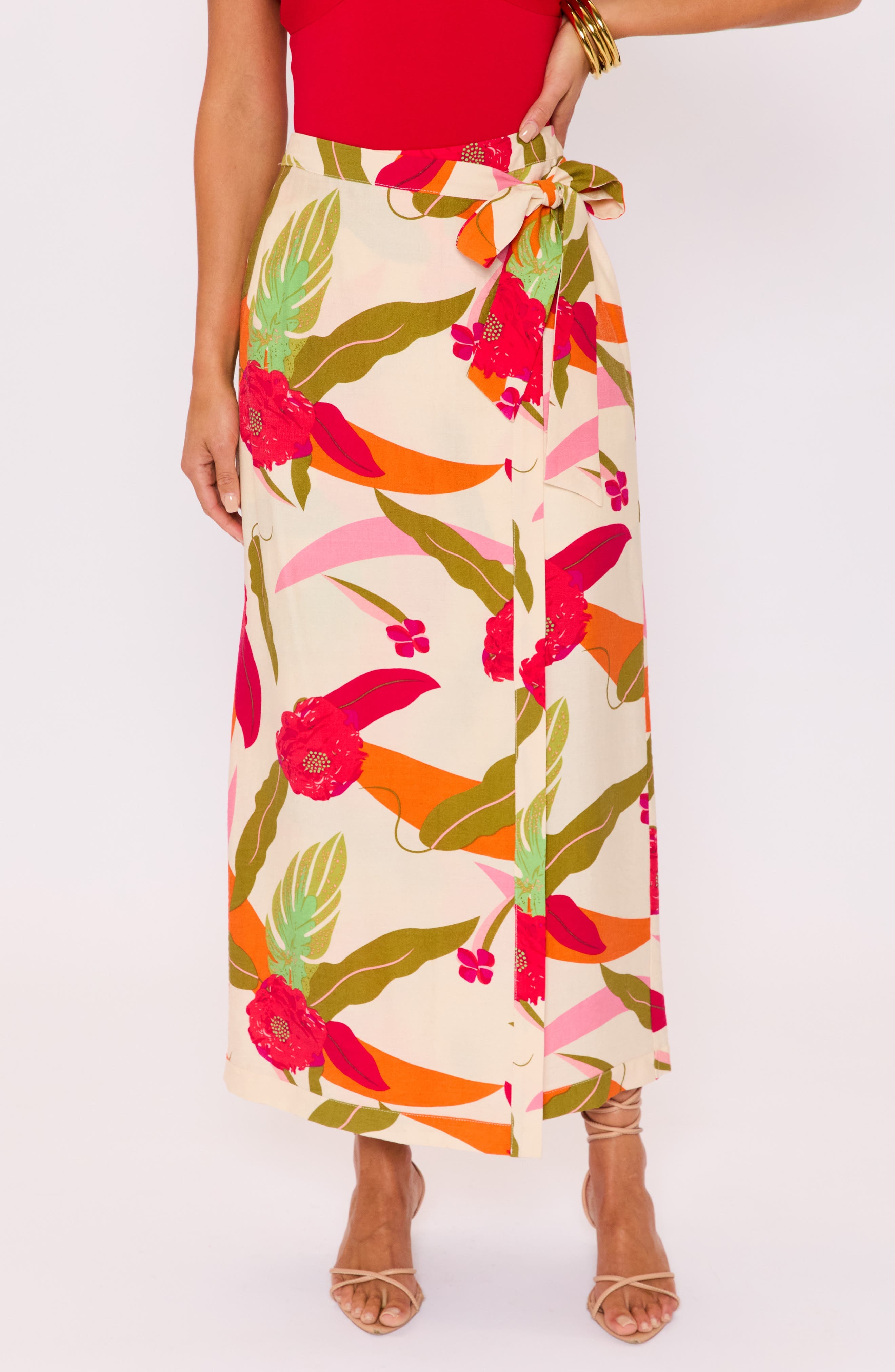 Riviera Printed Faux Wrap Skirt - image 1
