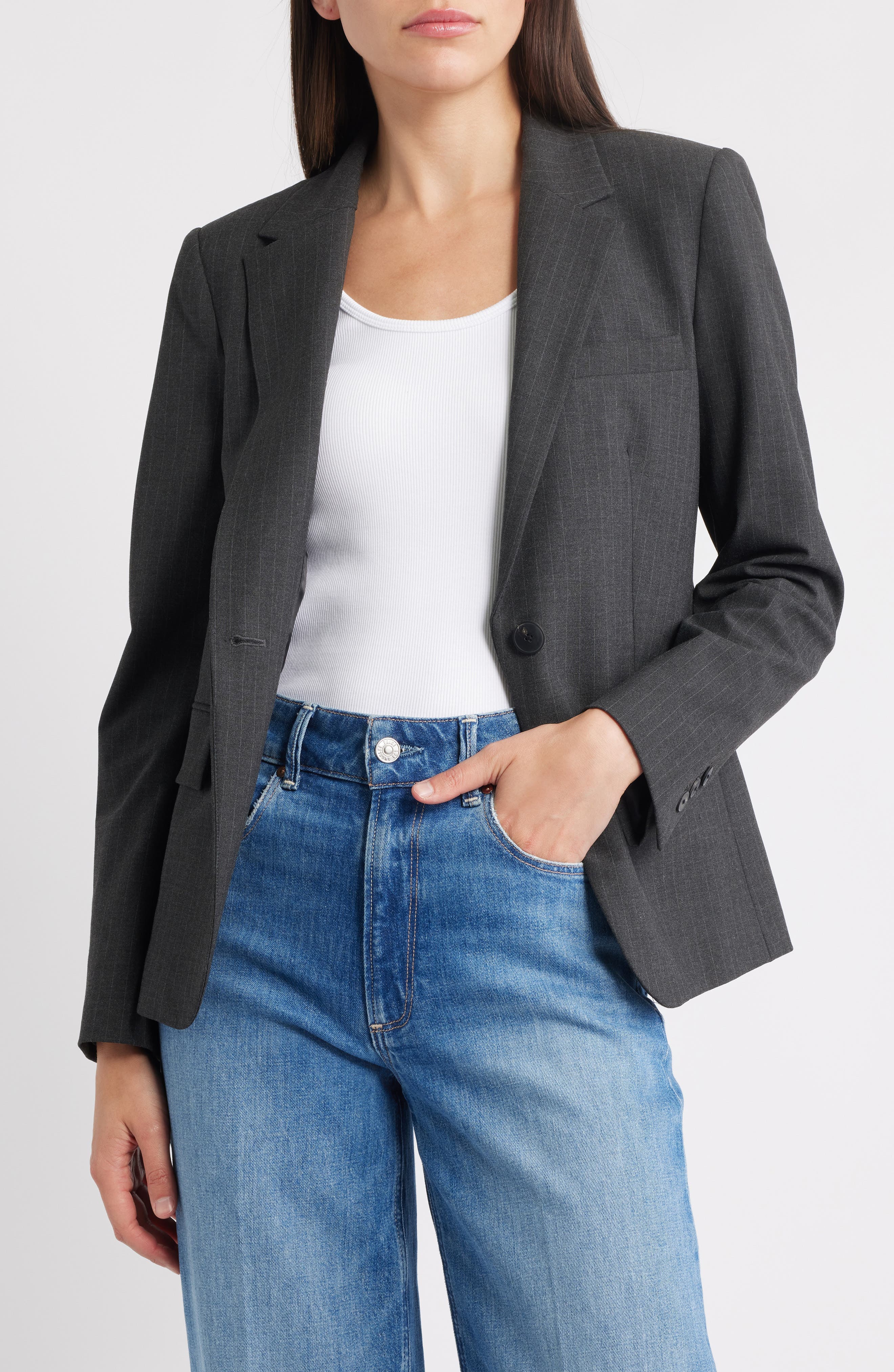 Pinstripe Suit Jacket - image 1