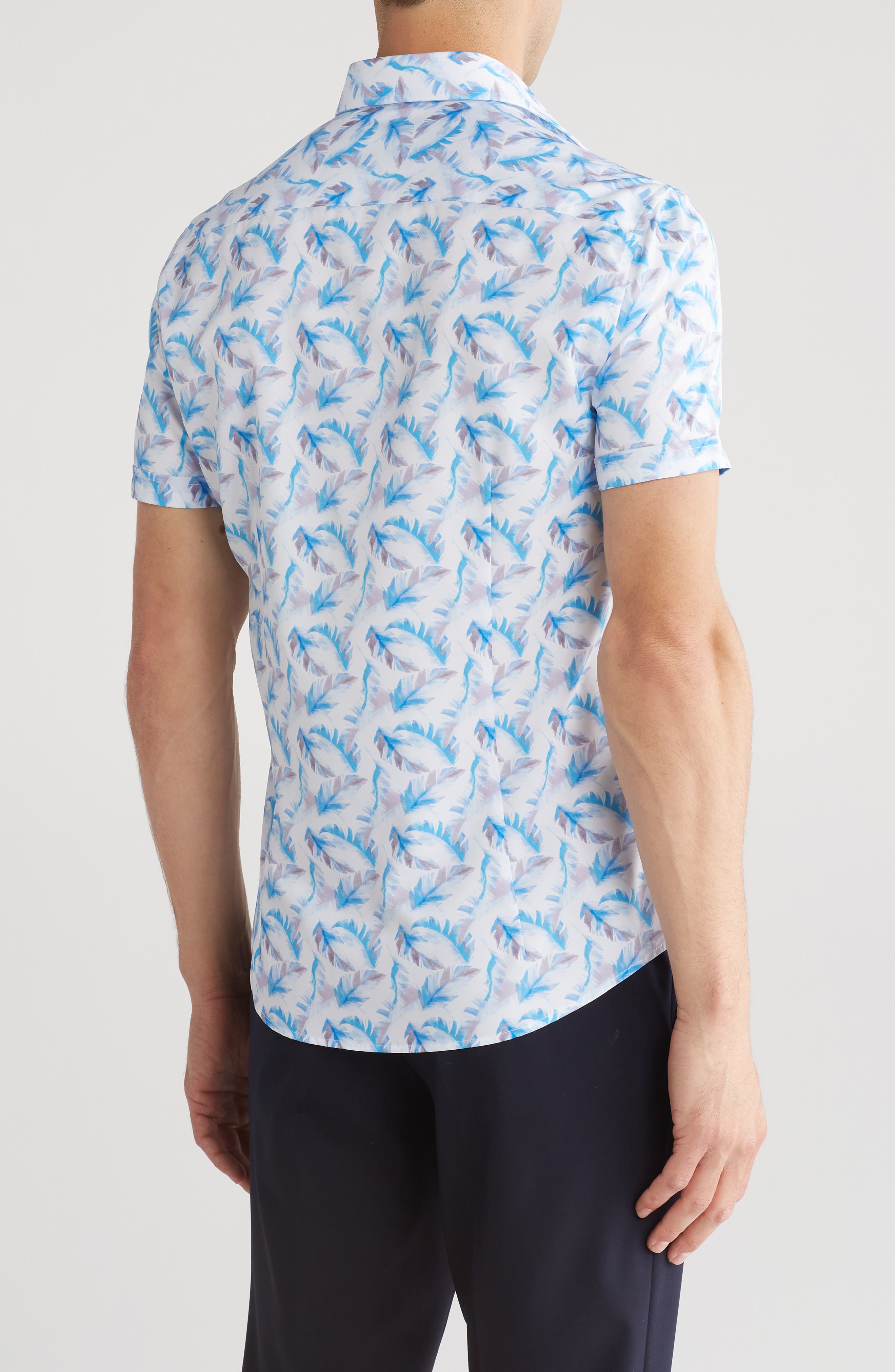Feather Print Performance Short Sleeve Button-Up Shirt - image 2