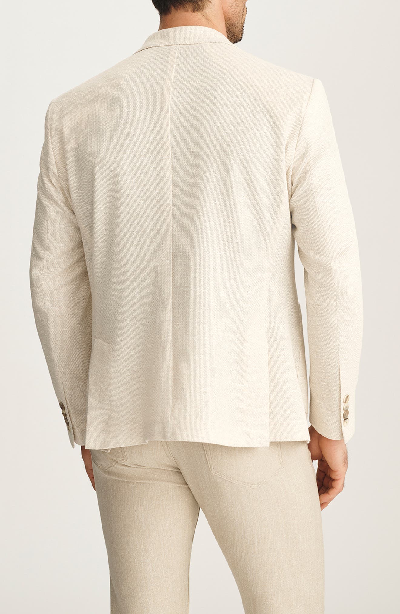 Matteo Slim Fit Beige Linen & Cotton Blend Pique Sport Coat - image 2