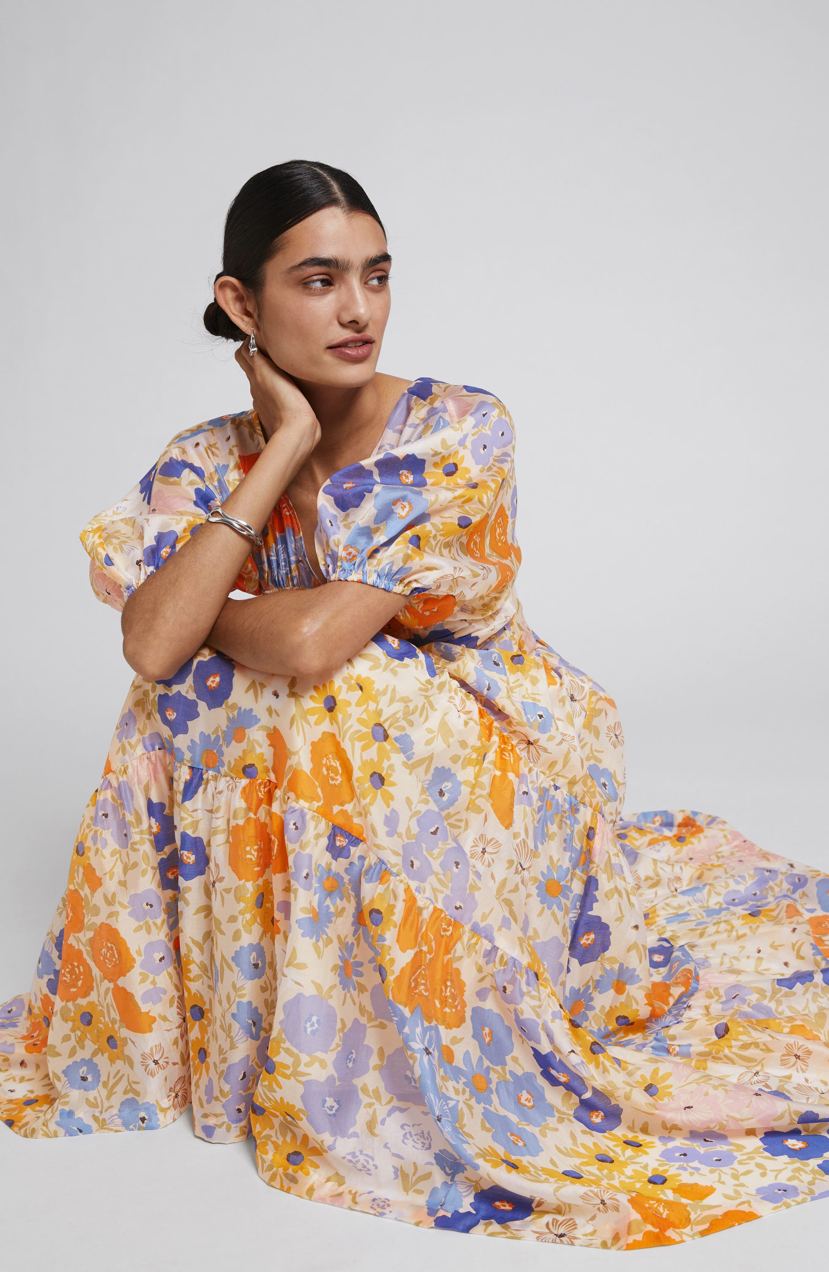 Floral Print Puff Sleeve Dress - image 2
