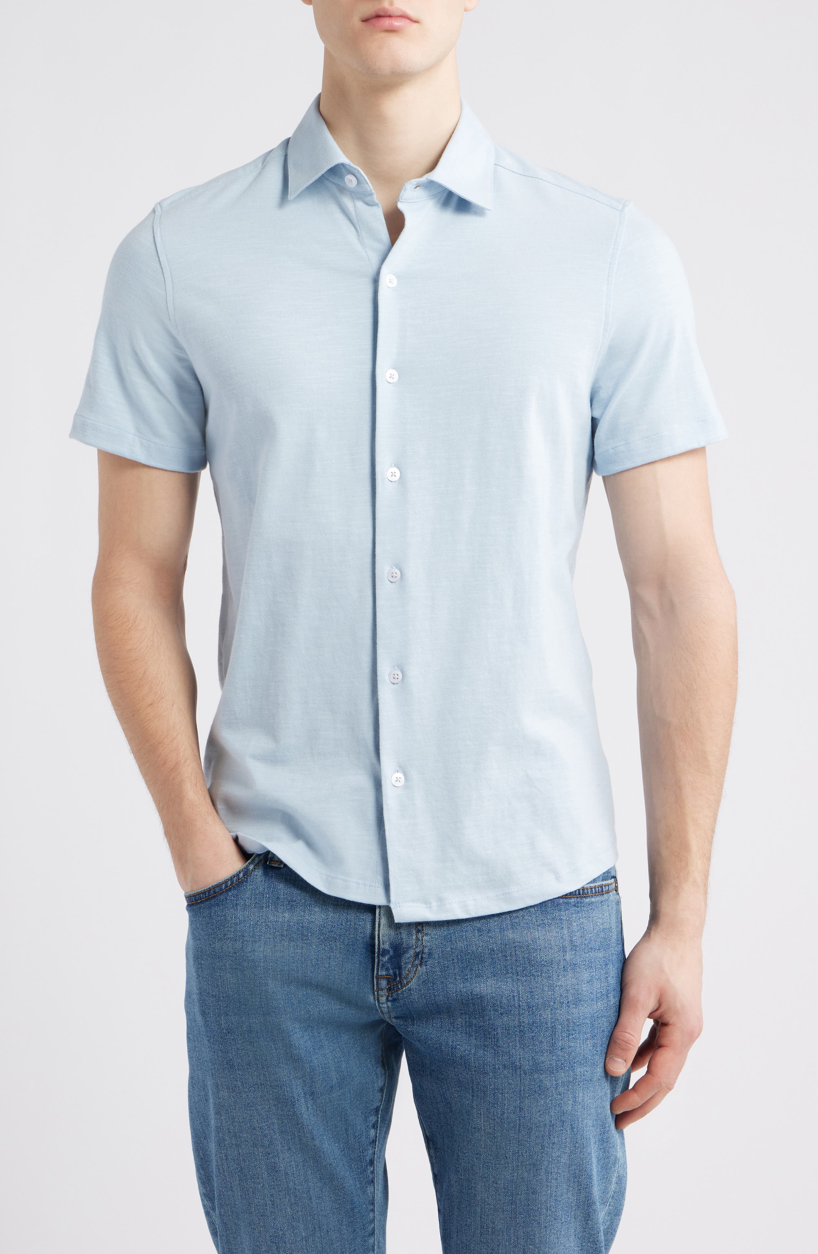 Kimberton Short Sleeve Knit Button-Up Shirt - image 3