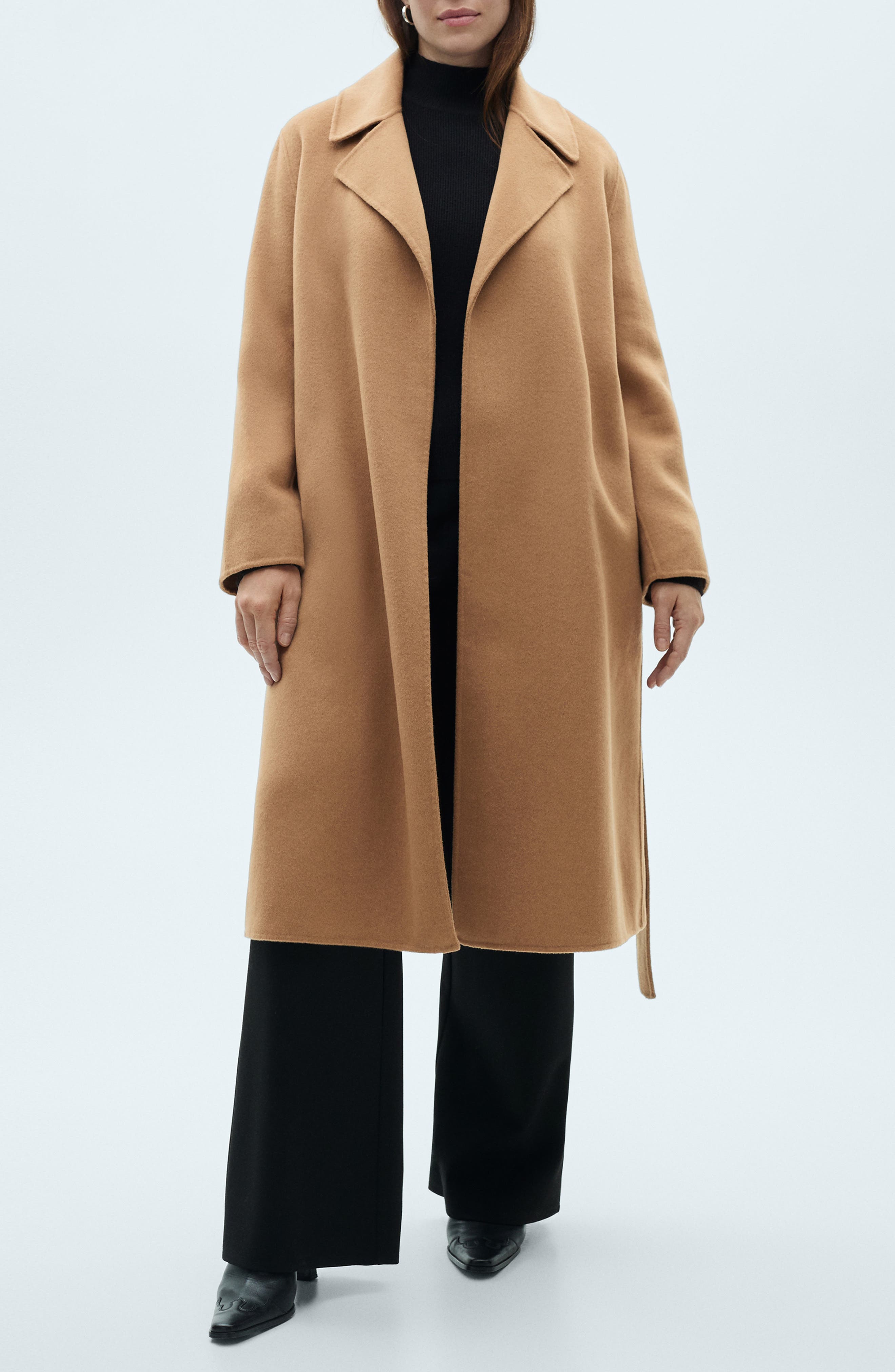 Belted Handmade Wool Blend Coat - image 1