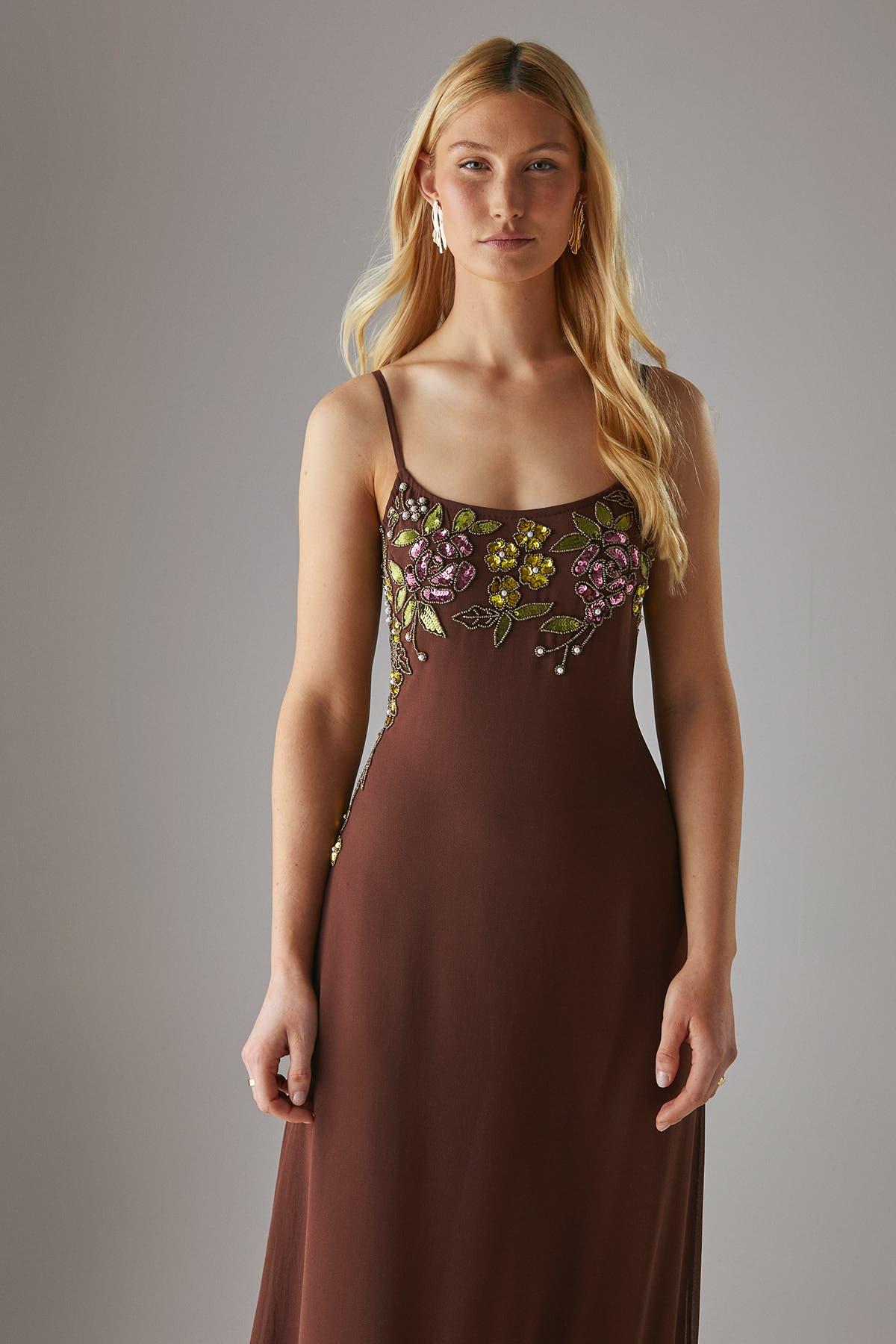 Embellished Strappy Sequin Midi Dress - image 2