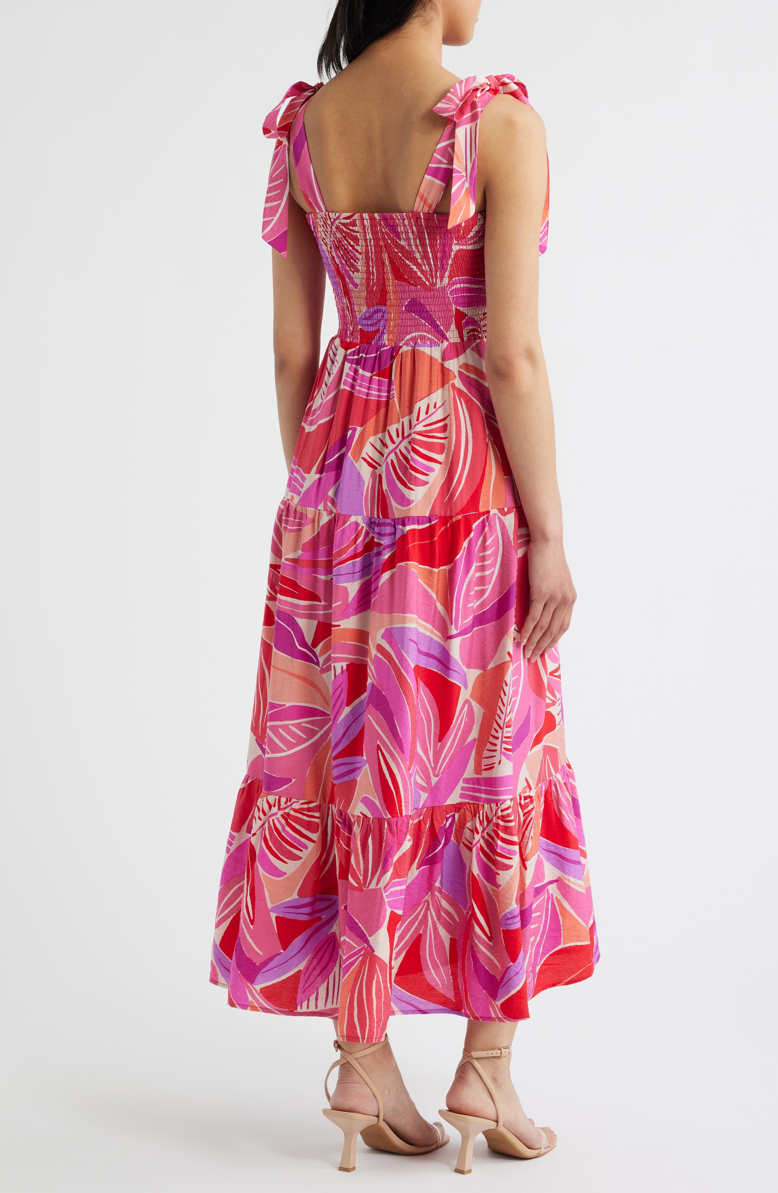 Henri Palm Royal Smocked Maxi Sundress - image 2