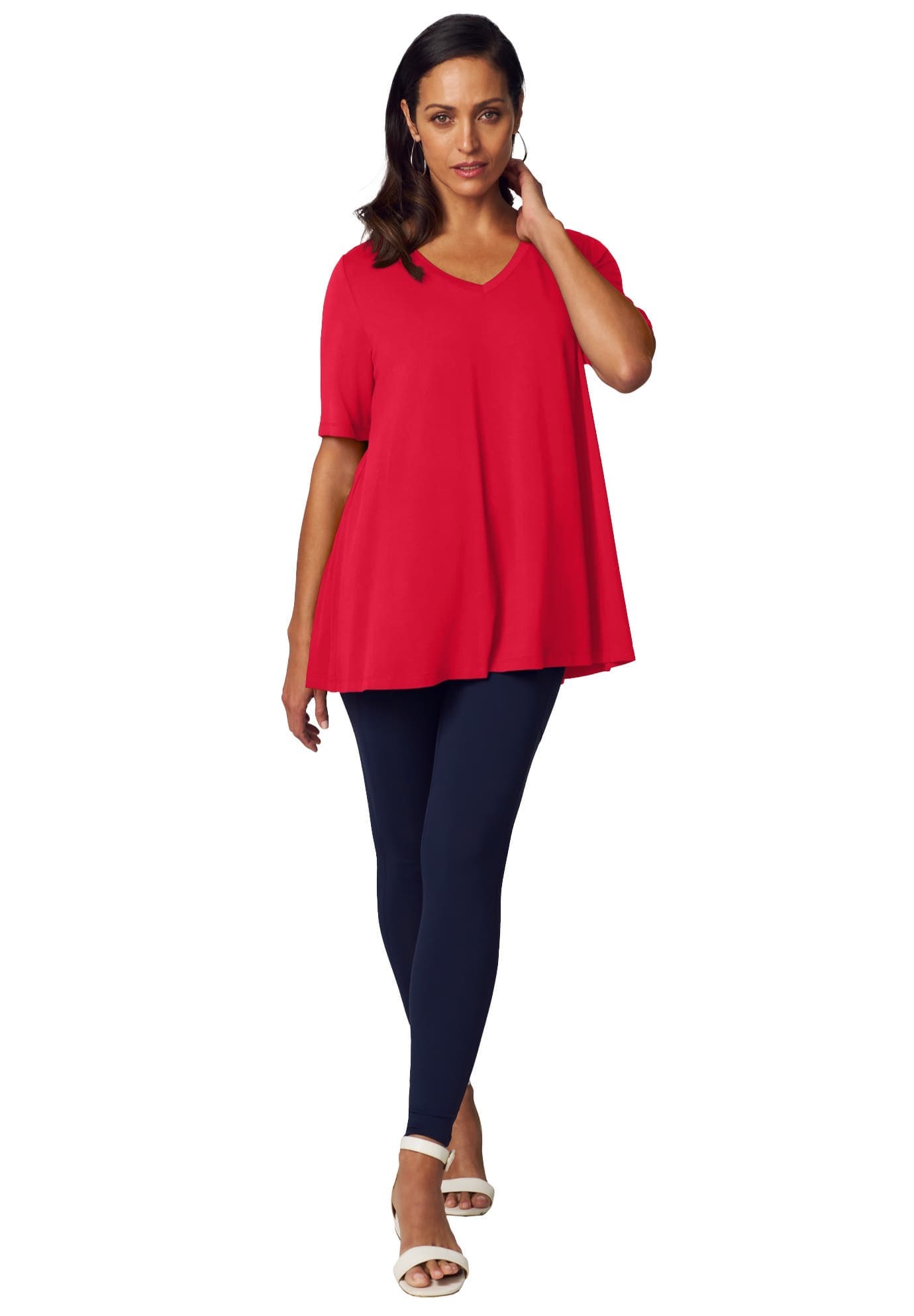 Stretch Knit V-Neck Swing Tunic - image 5