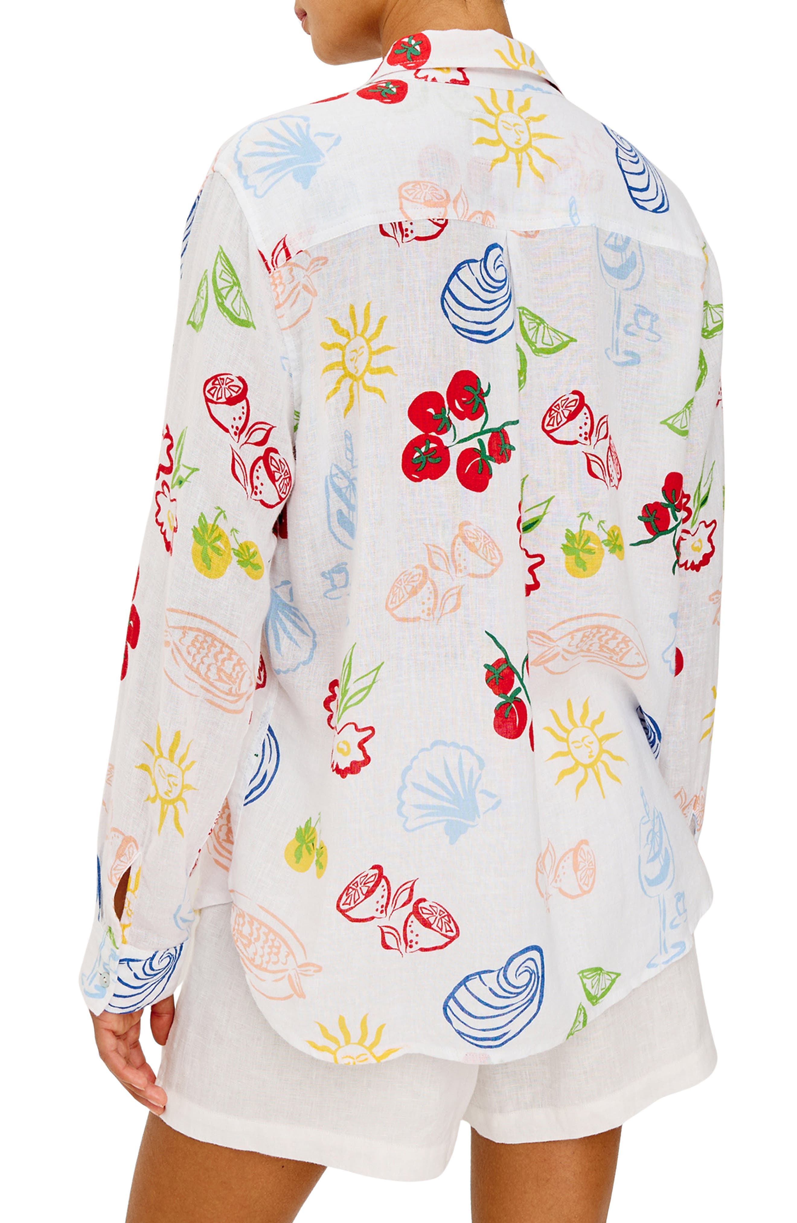 x Giadzy Charli Antipasti Print Linen Blend Button-Up Shirt - image 2