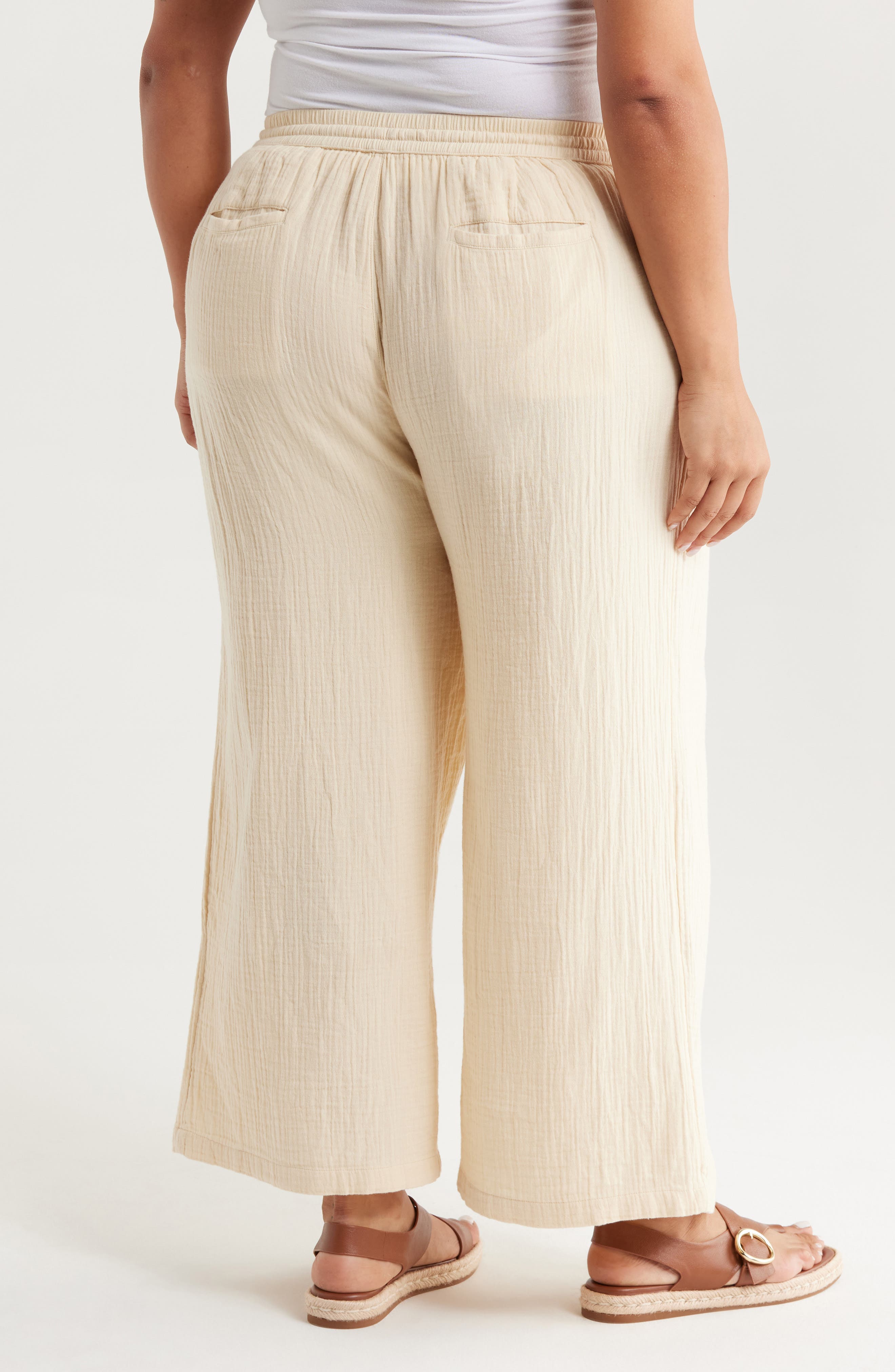 Wide Leg Crop Cotton Gauze Pants - image 2