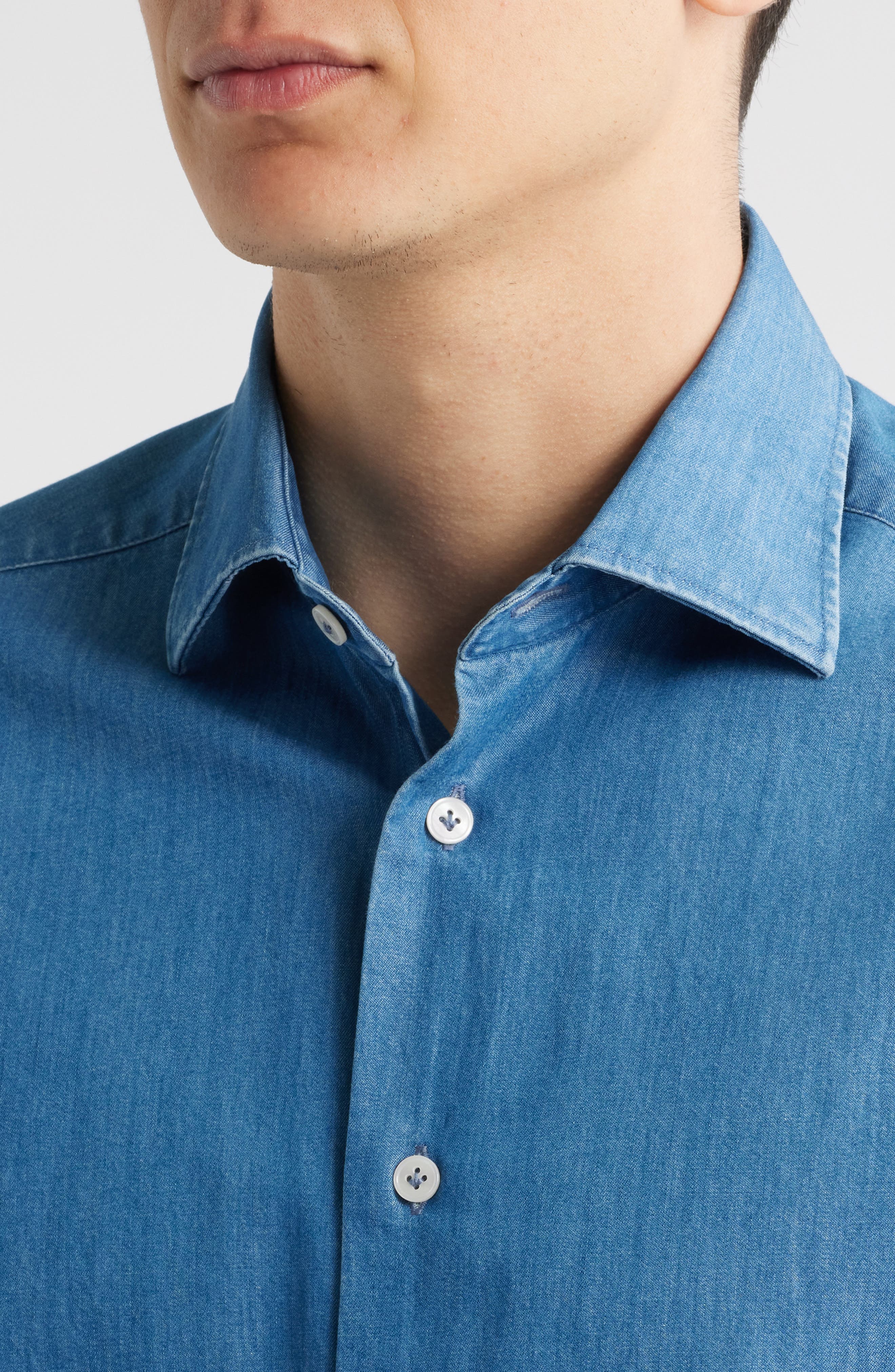 Reed Cotton Chambray Button-Up Shirt - image 2