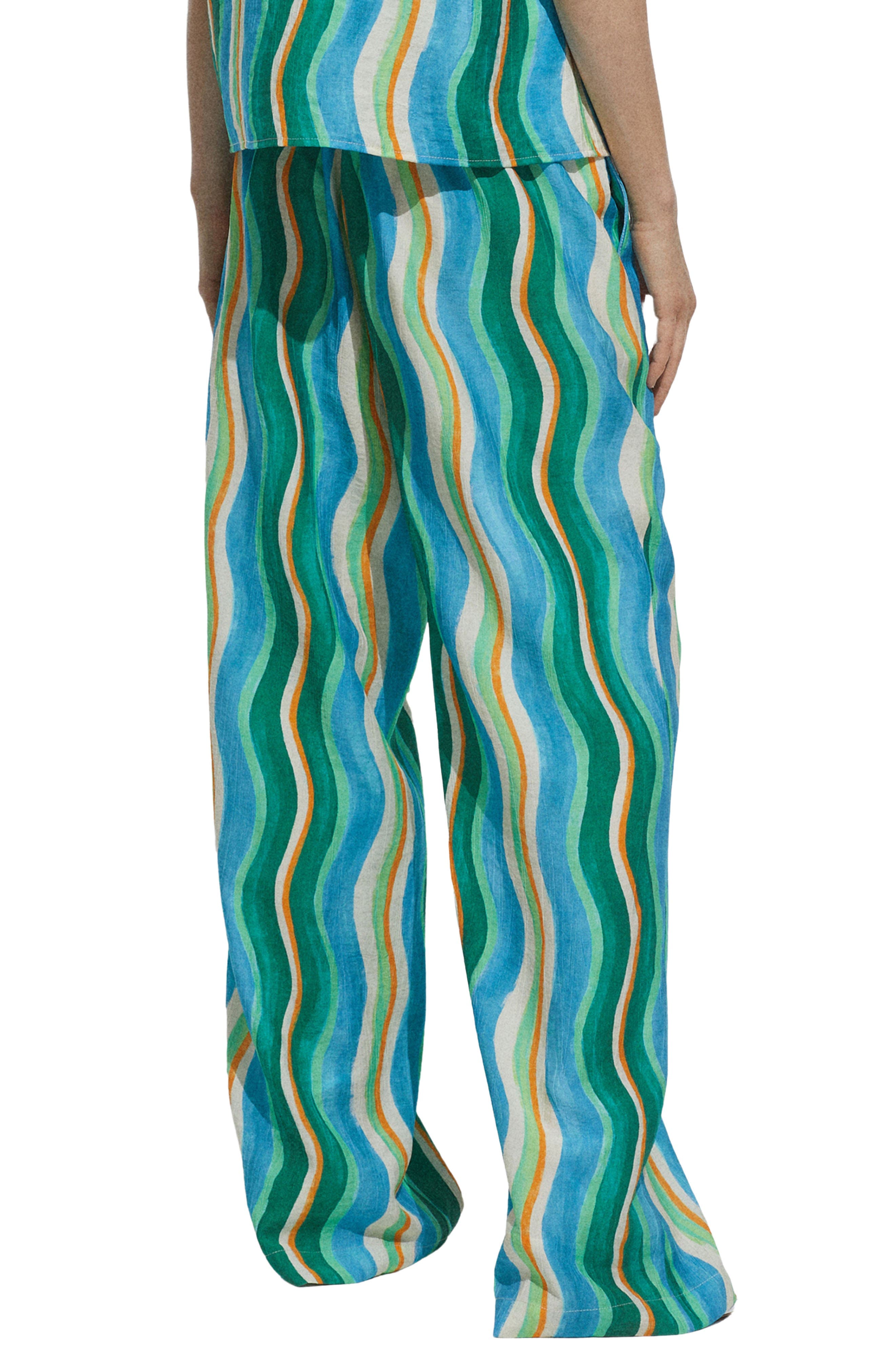 Wavy Print Wide Leg Pants - image 2