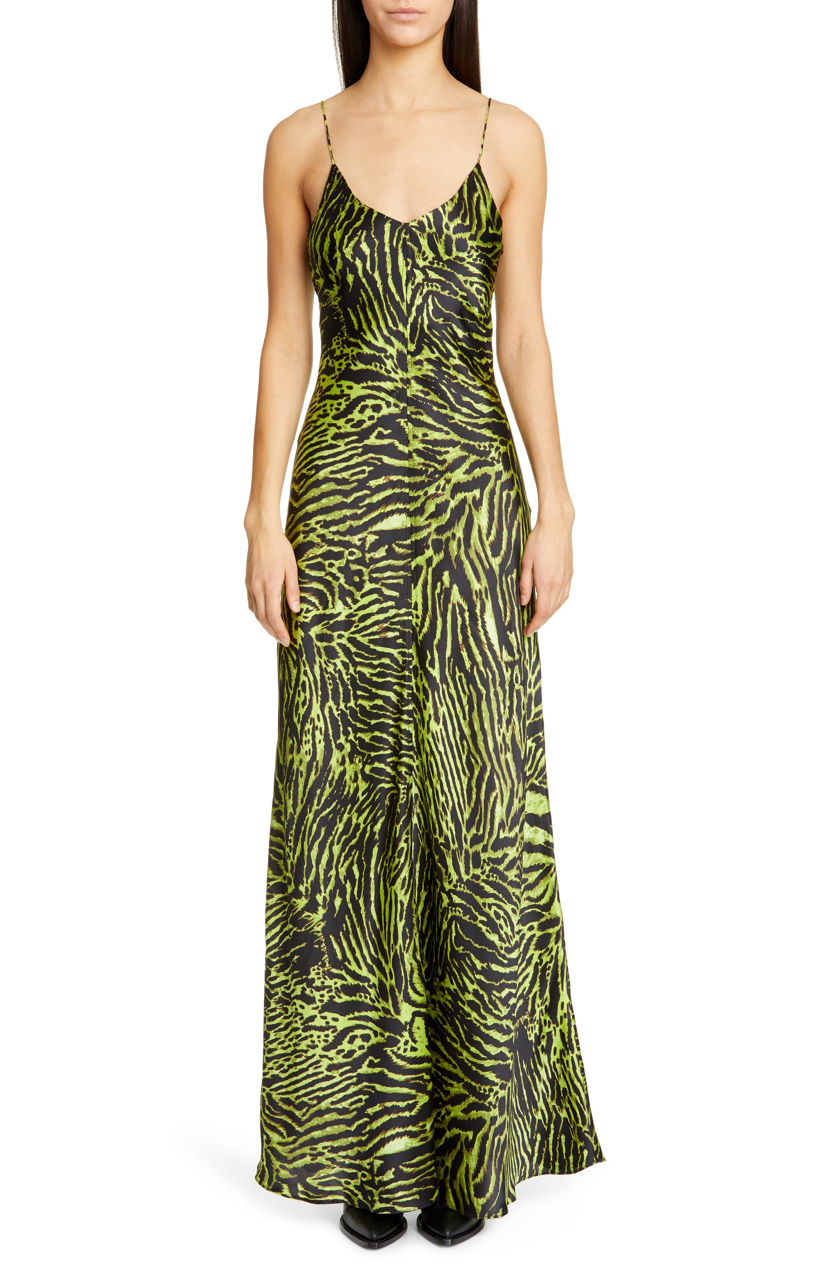 Tiger Print Silk Satin Gown - image 1