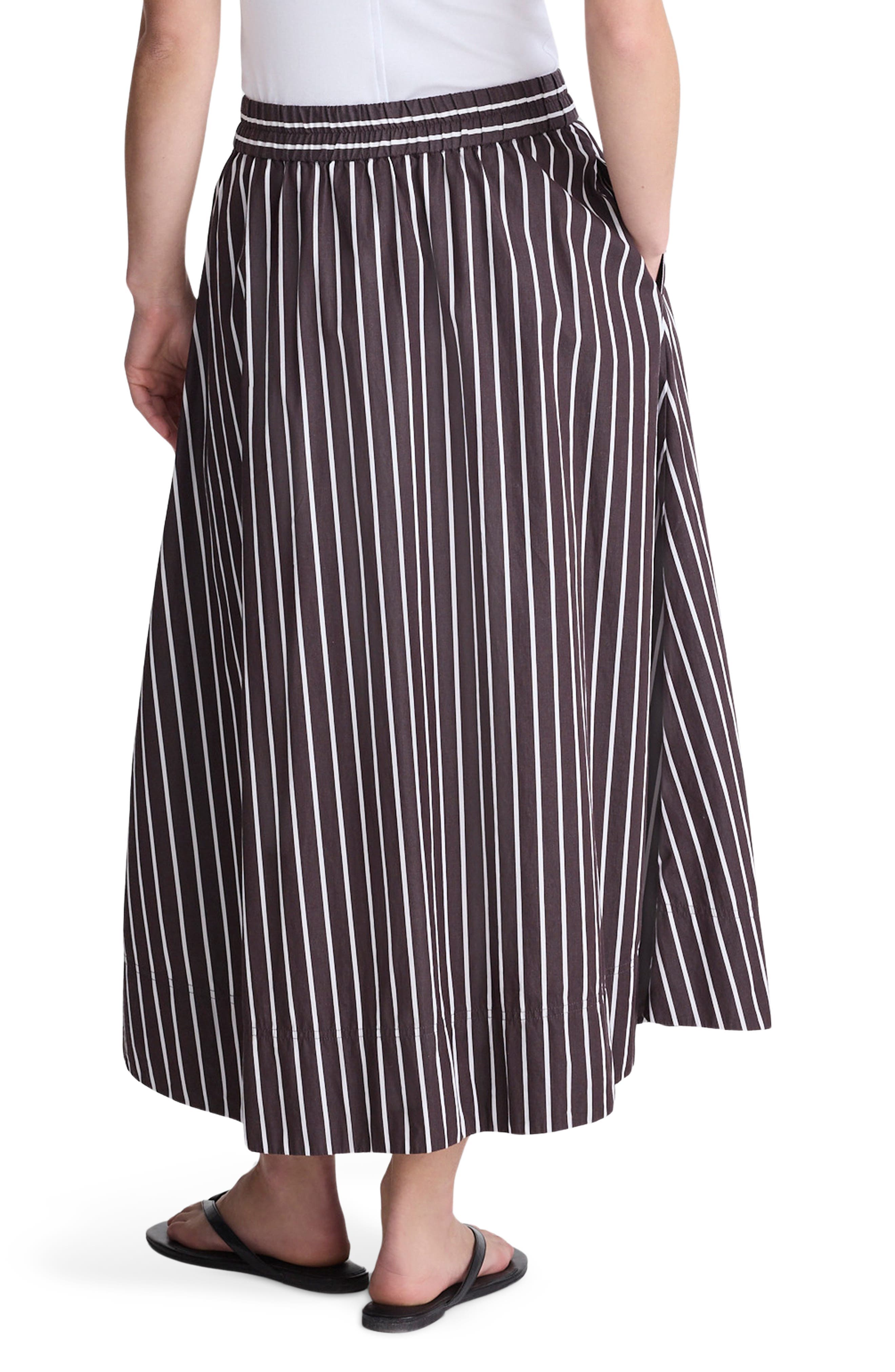 Stripe Cotton Poplin A-Line Midi Skirt - image 2