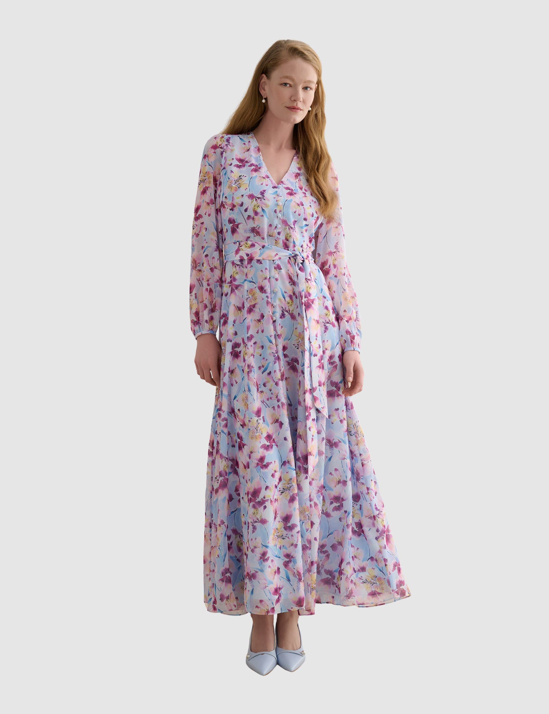 Thea V-Neck Long Sleeve Maxi Dress - image 1